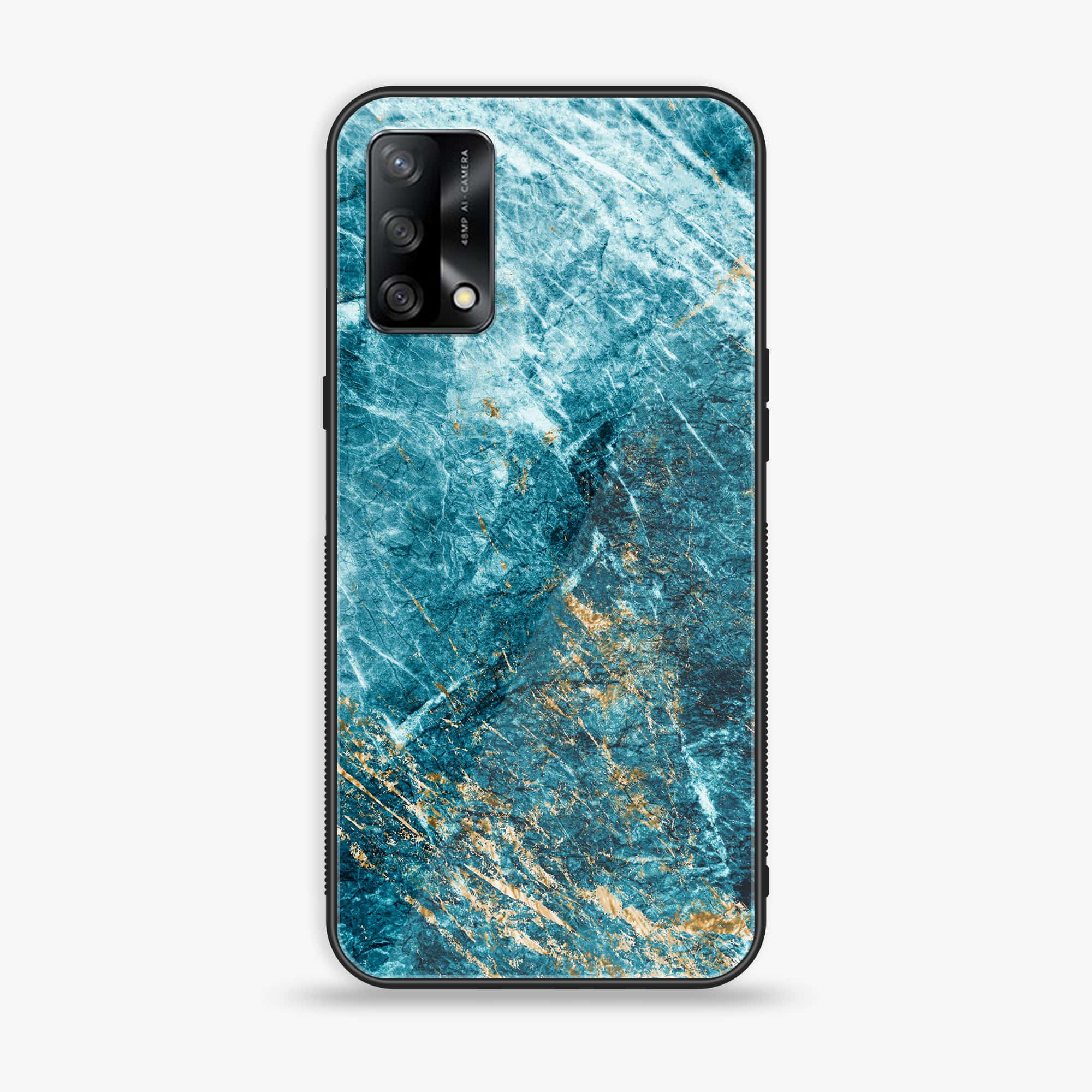 Oppo F19 - Blue Marble Series V 2.0 - Premium Printed Glass soft Bumper shock Proof Case