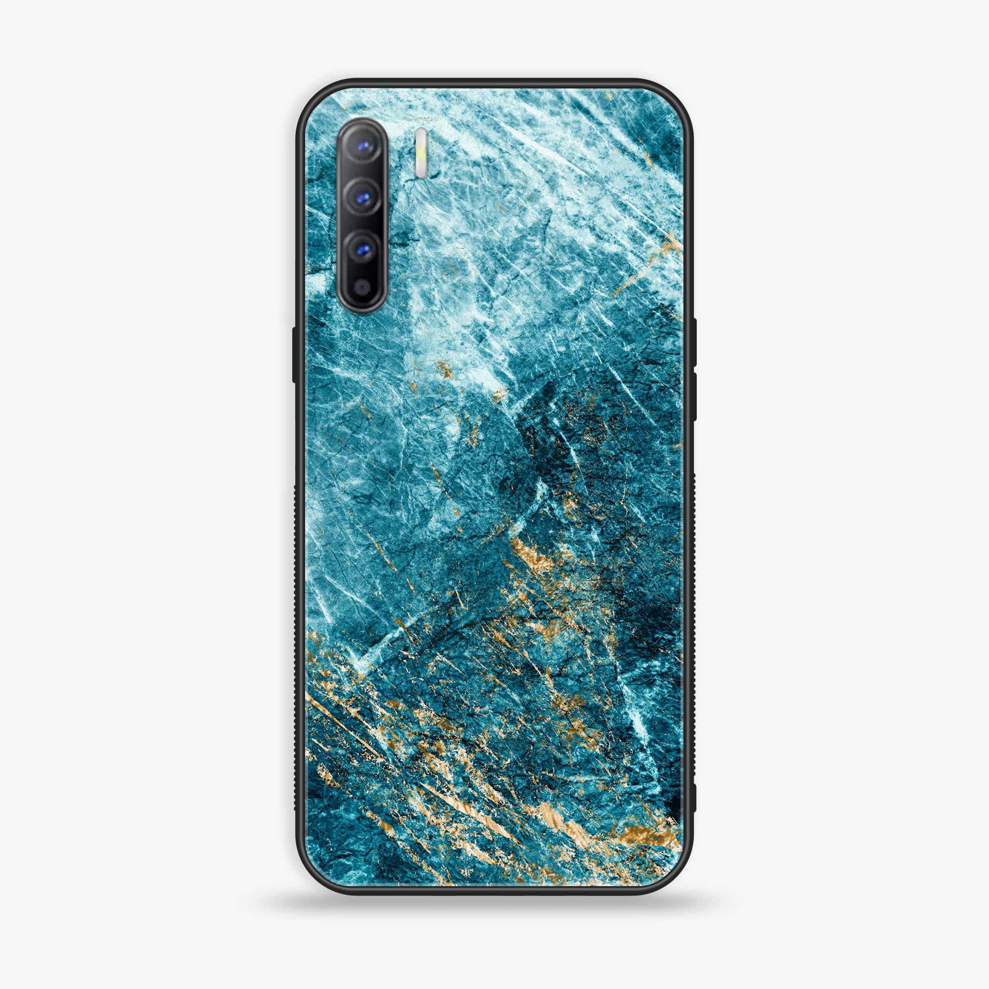 Oppo A91 - Blue Marble Series V 2.0 - Premium Printed Glass soft Bumper shock Proof Case