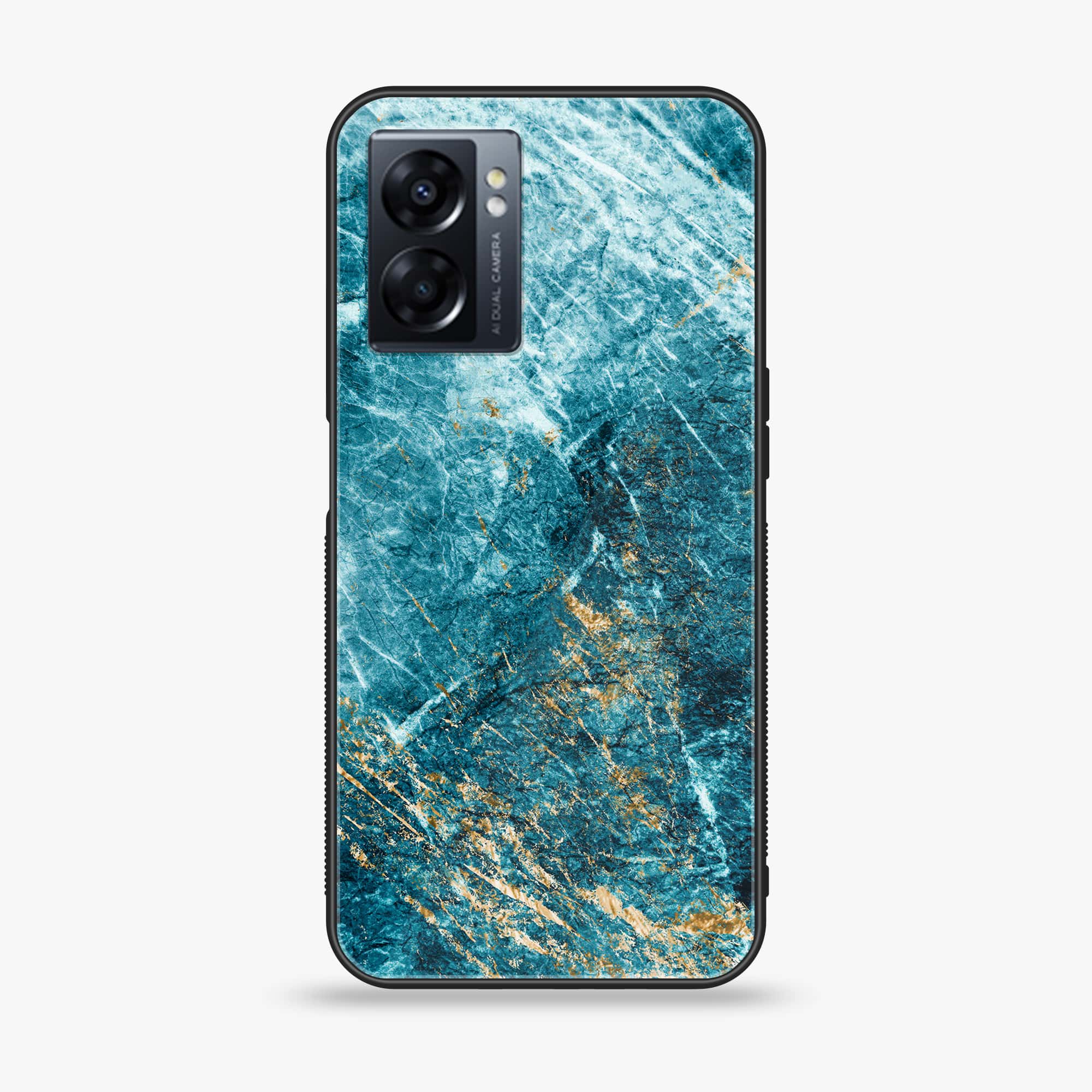 Oppo A77s - Blue Marble Series V 2.0 - Premium Printed Glass soft Bumper shock Proof Case