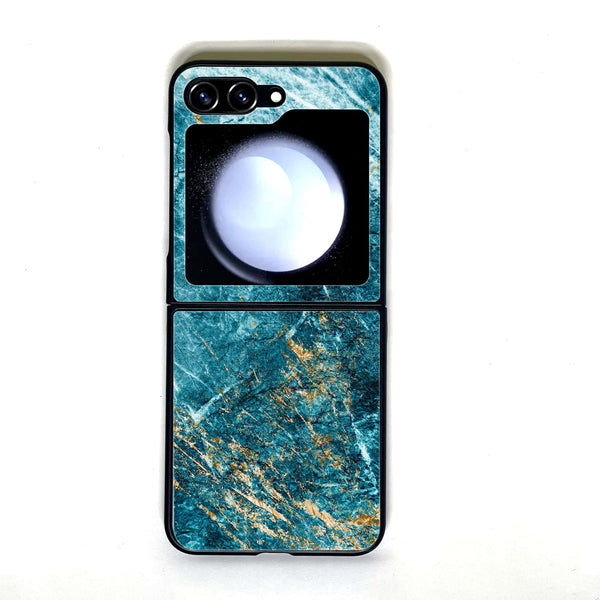 Galaxy Z Flip 5 - Blue Marble V 2.0 - Design 10 - Premium Printed Glass soft Bumper shock Proof Case