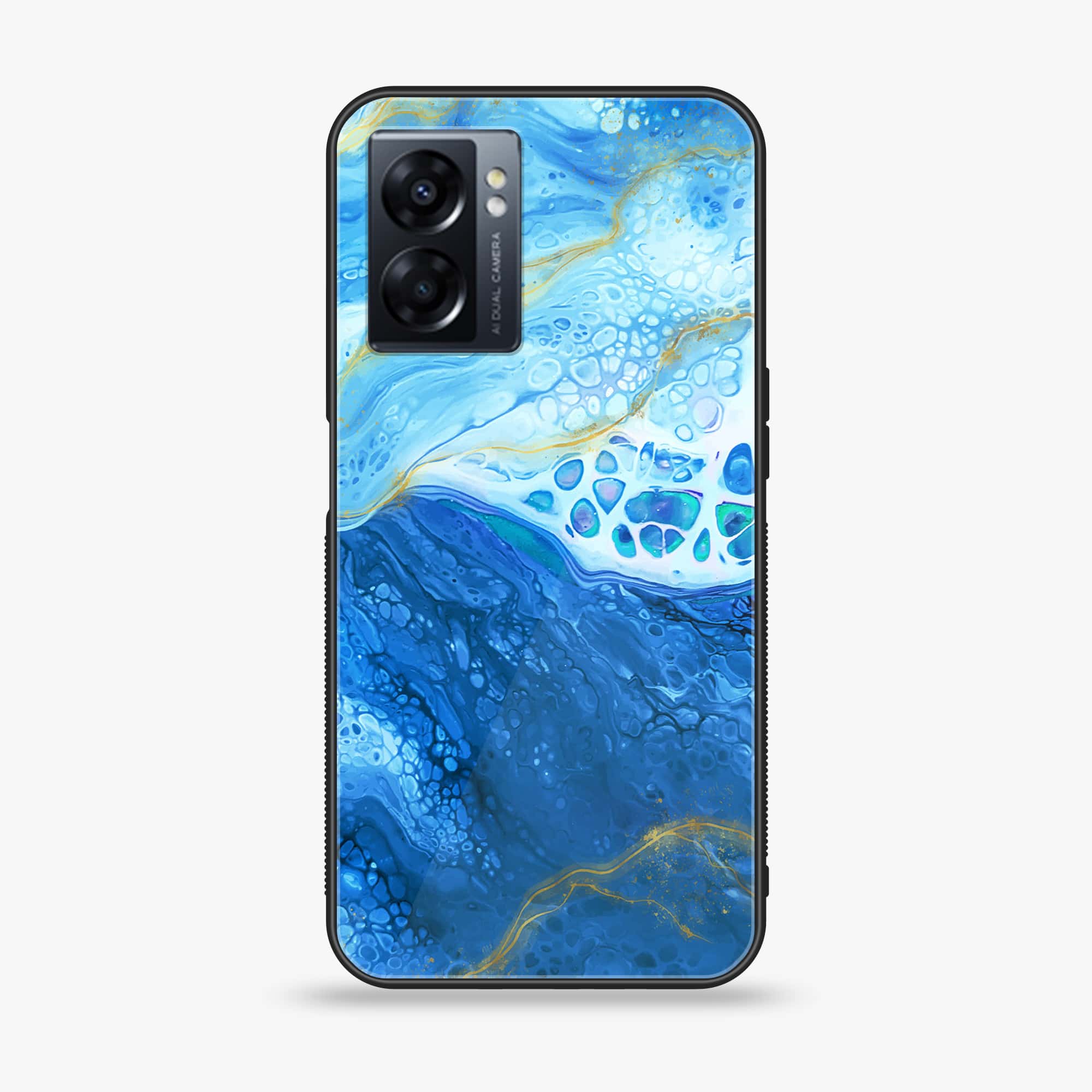 Oppo A77s - Blue Marble Series V 2.0 - Premium Printed Glass soft Bumper shock Proof Case
