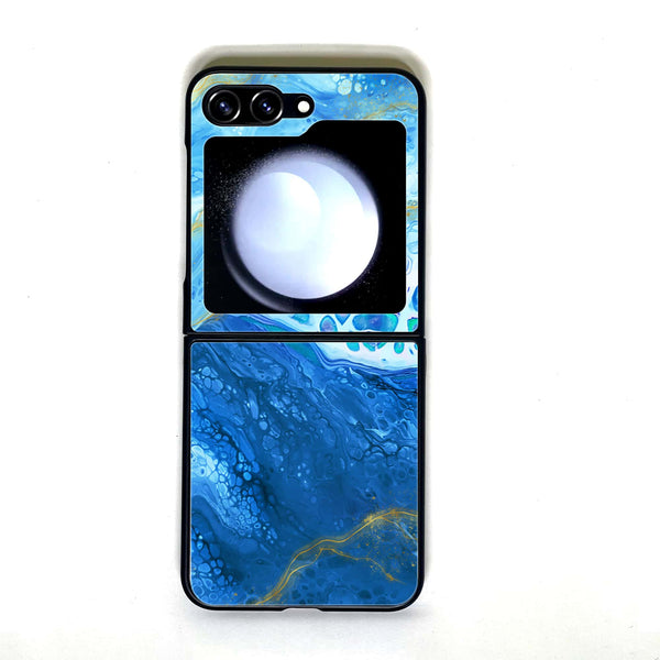 Galaxy Z Flip 5 - Blue Marble V 2.0 - Design 5 - Premium Printed Glass soft Bumper shock Proof Case