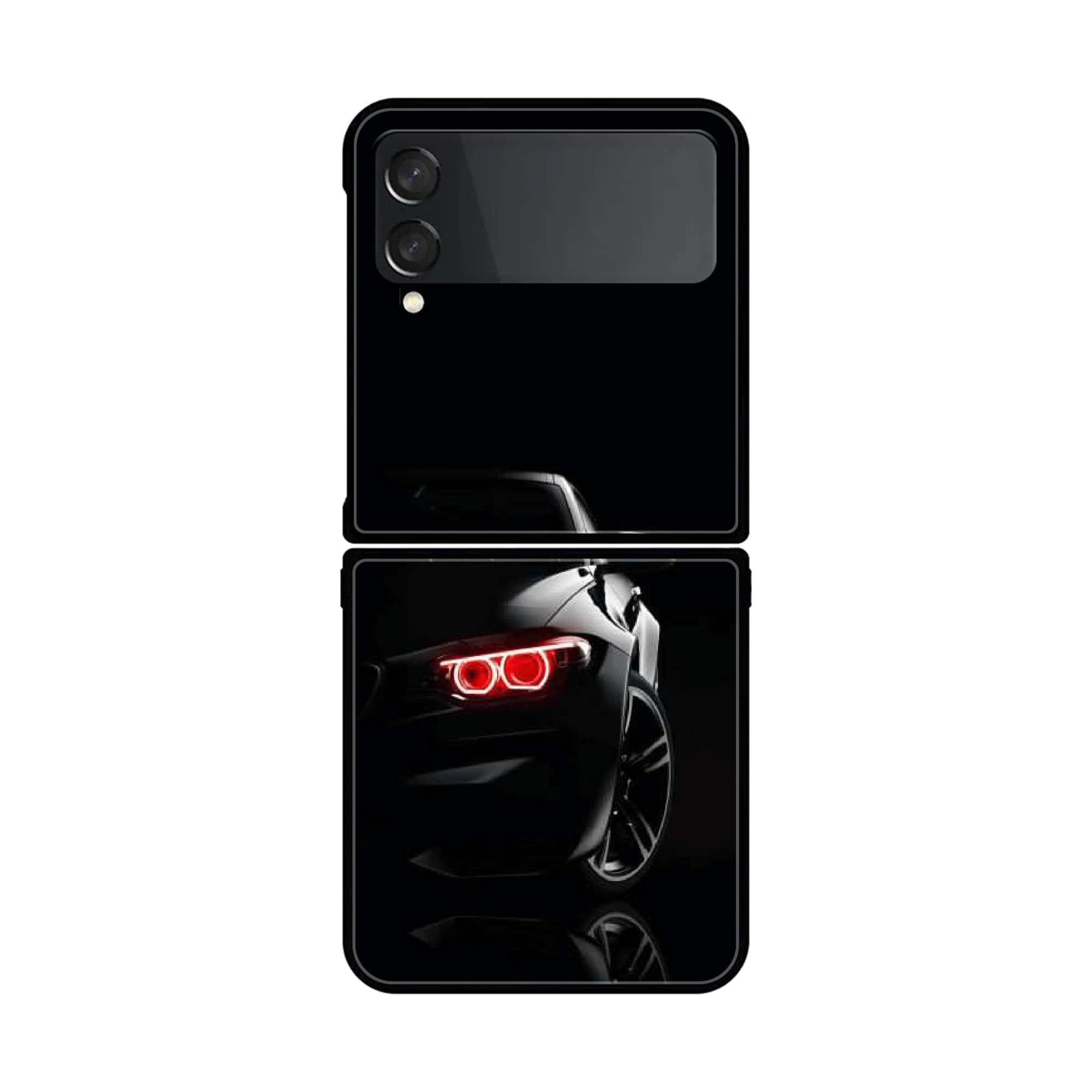 Z Flip 4- Black Art Series - Premium Printed Glass soft Bumper shock Proof Case