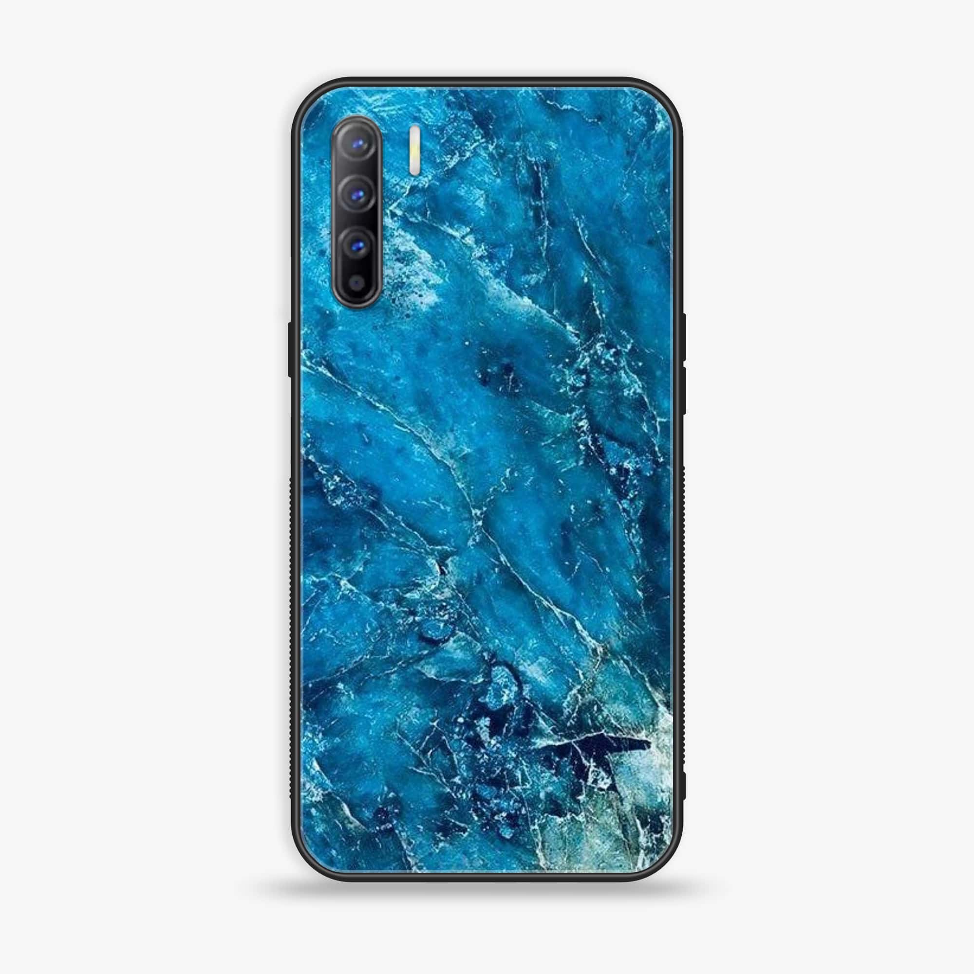 Oppo A91 - Blue Marble Series V 2.0 - Premium Printed Glass soft Bumper shock Proof Case