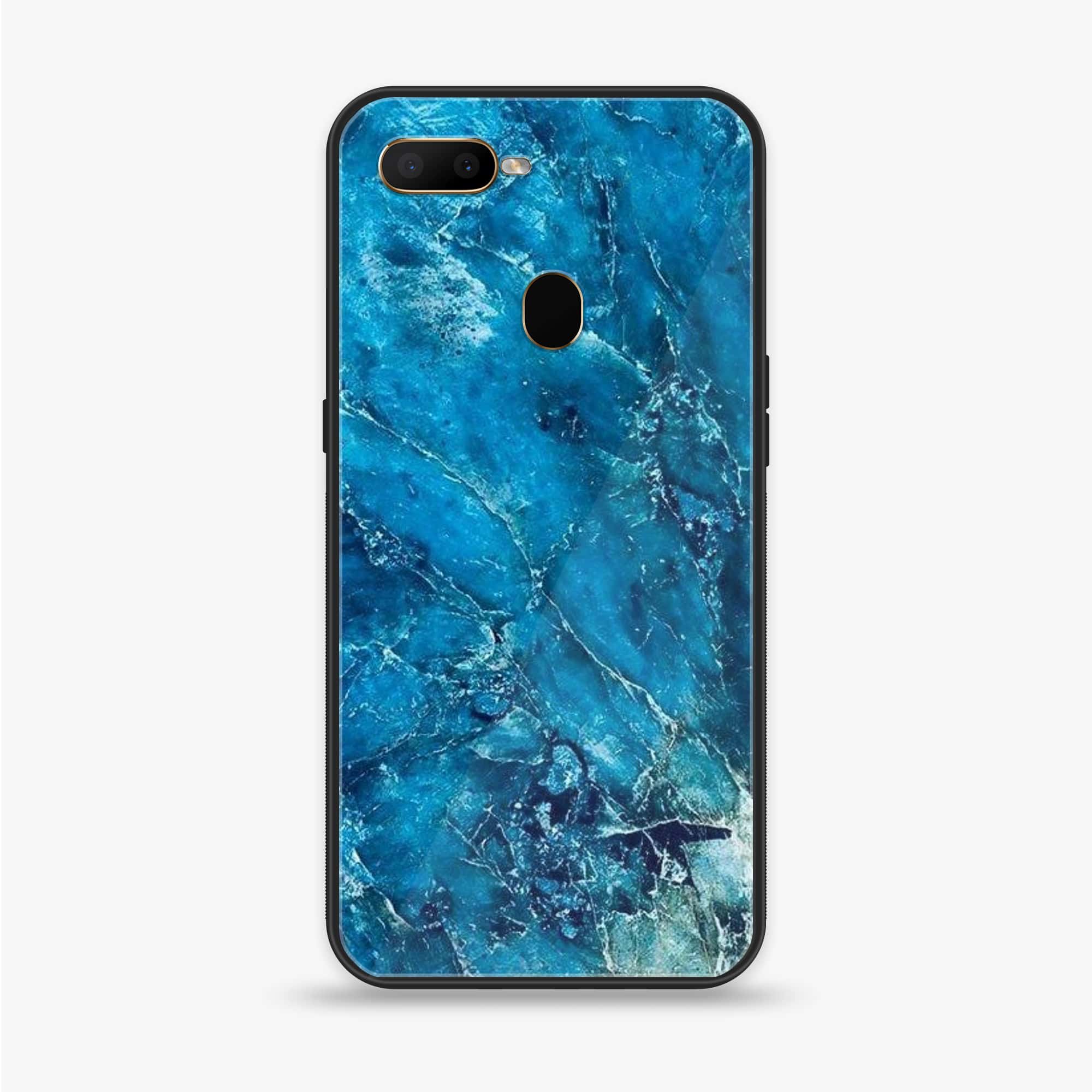 Oppo F9 - Blue Marble Series V 2.0 - Premium Printed Glass soft Bumper shock Proof Case
