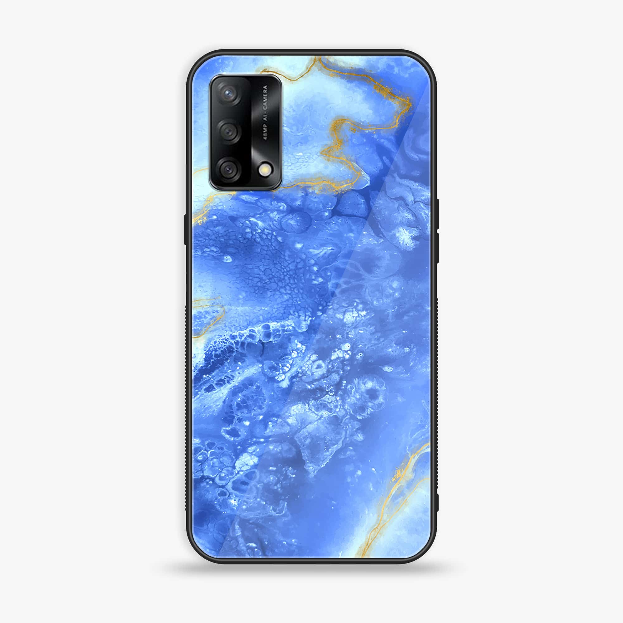 Oppo F19 - Blue Marble Series V 2.0 - Premium Printed Glass soft Bumper shock Proof Case