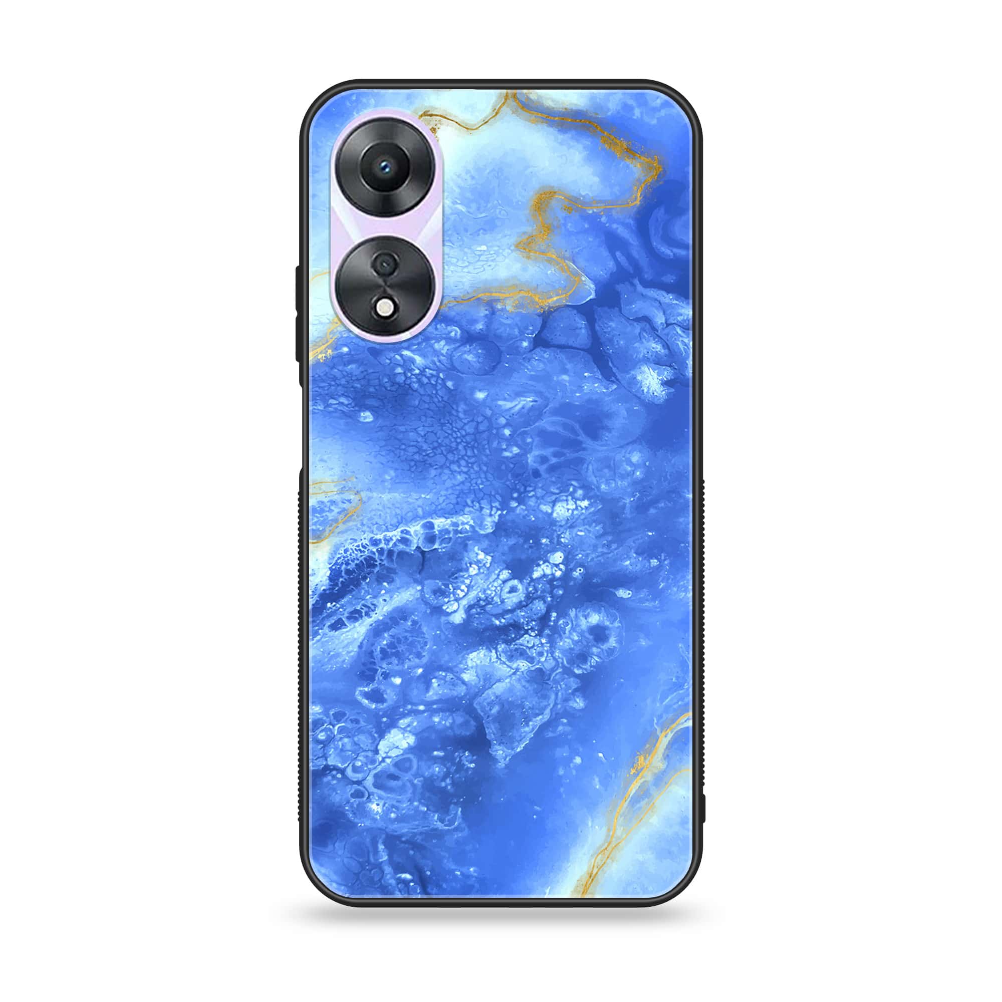 Oppo A58 - Blue Marble Series V 2.0 - Premium Printed Glass soft Bumper shock Proof Case