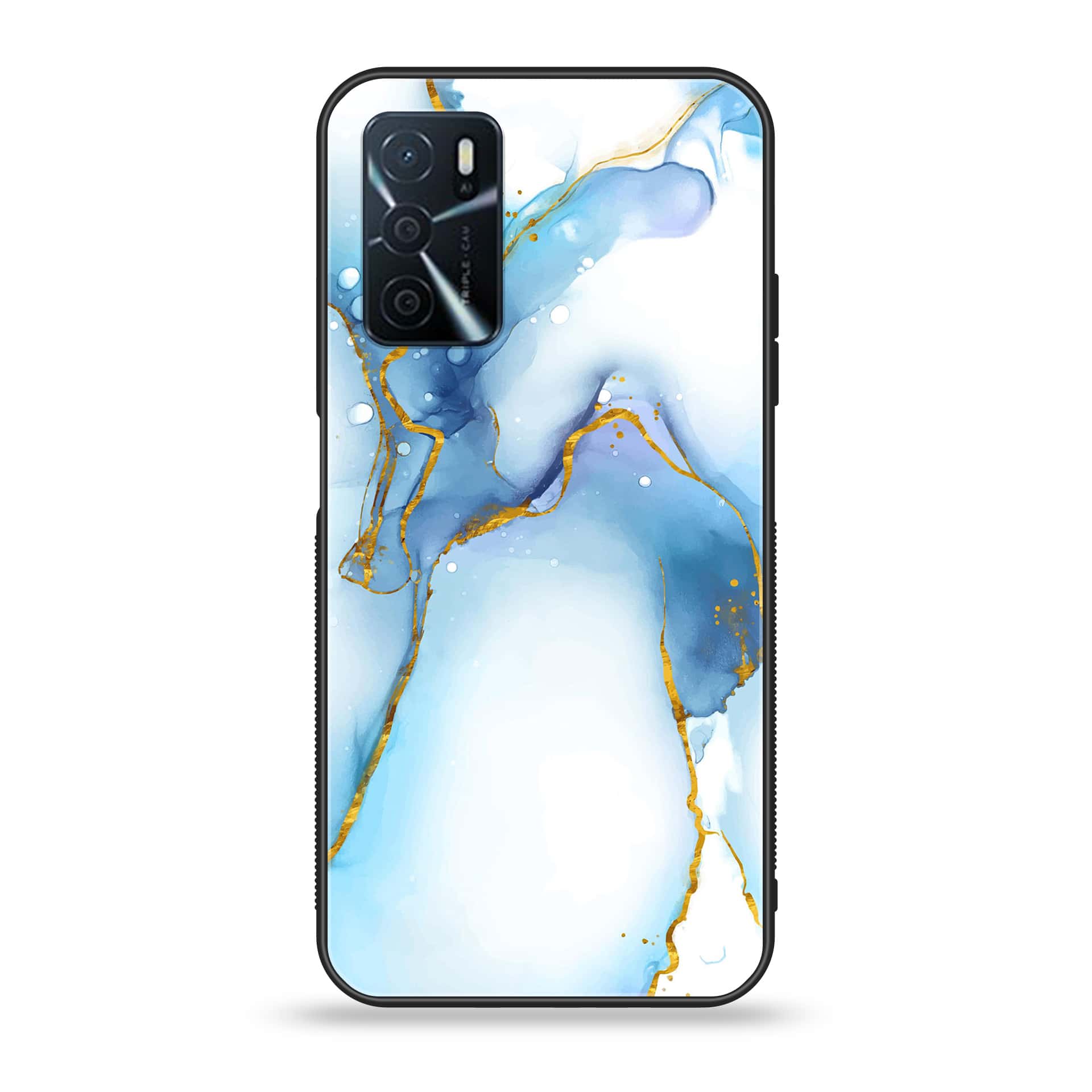 OPPO A16 - Blue Marble Series V 2.0 - Premium Printed Glass soft Bumper shock Proof Case