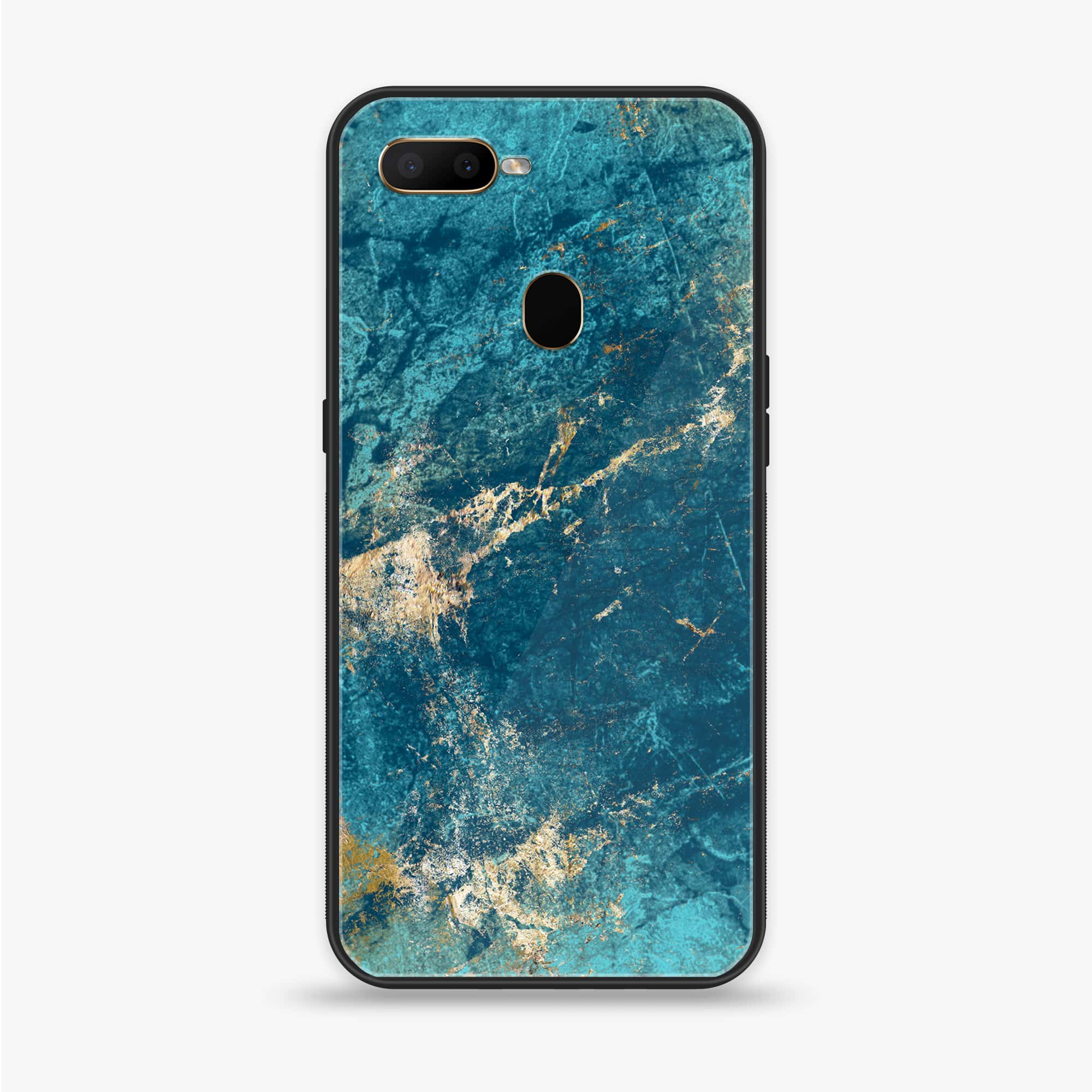 Oppo A7 - Blue Marble Series V 2.0 - Premium Printed Glass soft Bumper shock Proof Case