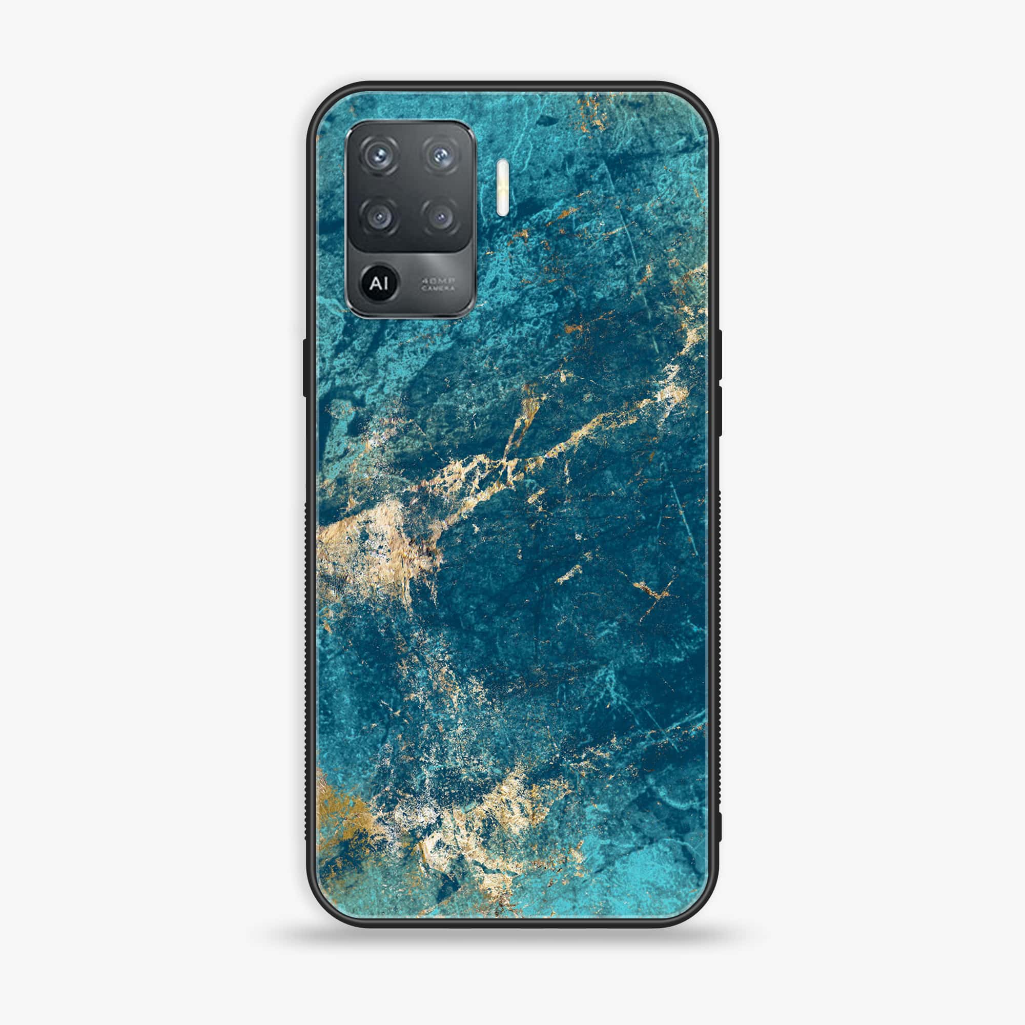 Oppo A94 - Blue Marble Series V 2.0 - Premium Printed Glass soft Bumper shock Proof Case