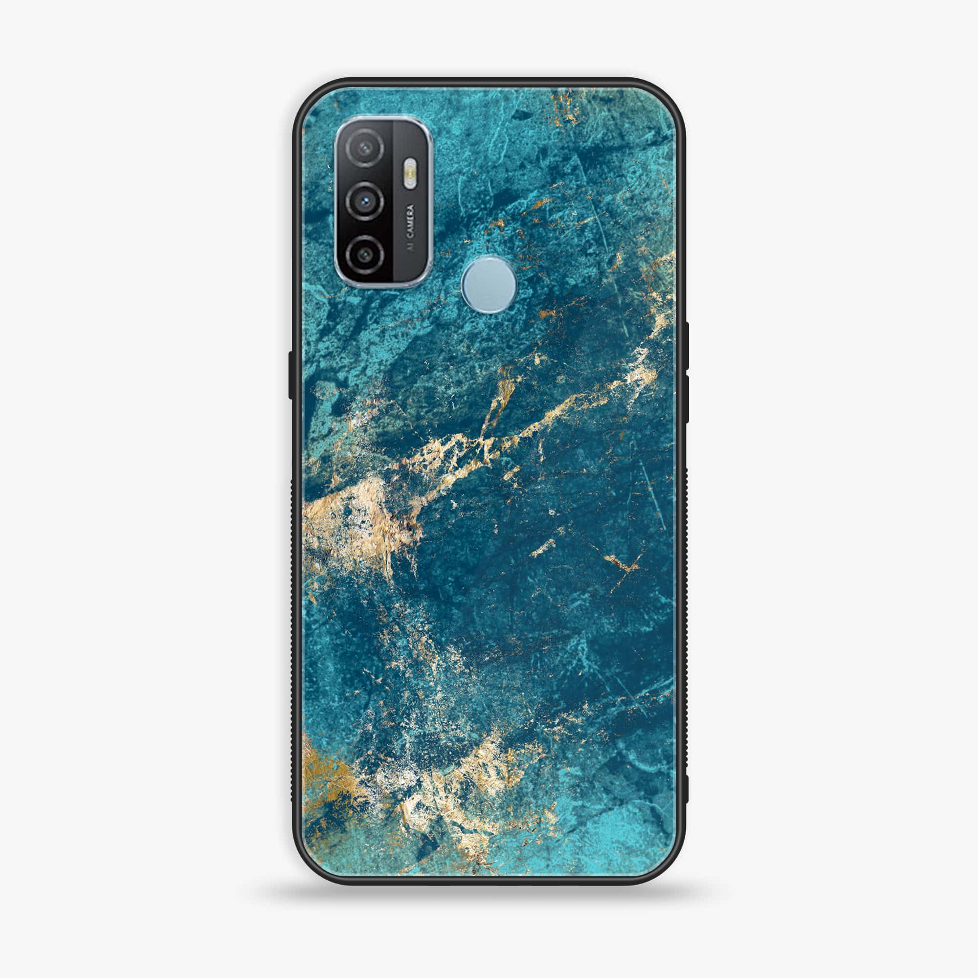 Oppo A53 - Blue Marble Series V 2.0 - Premium Printed Glass soft Bumper shock Proof Case