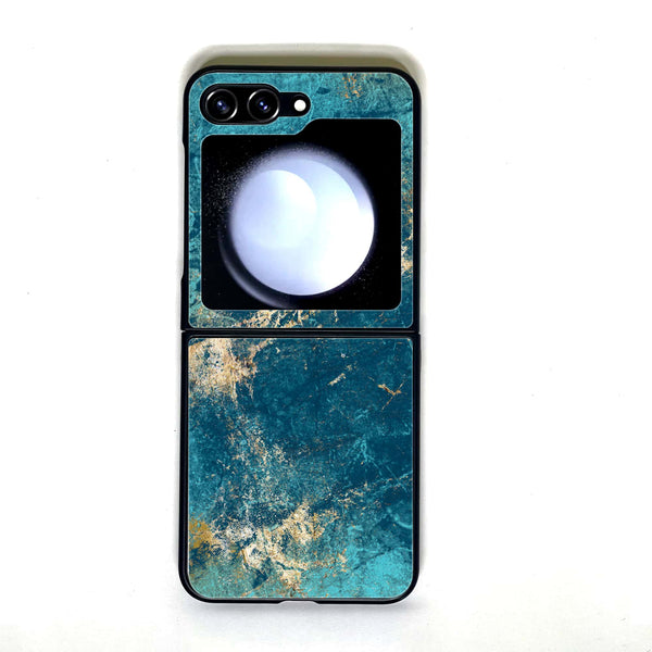 Galaxy Z Flip 5 - Blue Marble V 2.0 - Design 9 - Premium Printed Glass soft Bumper shock Proof Case