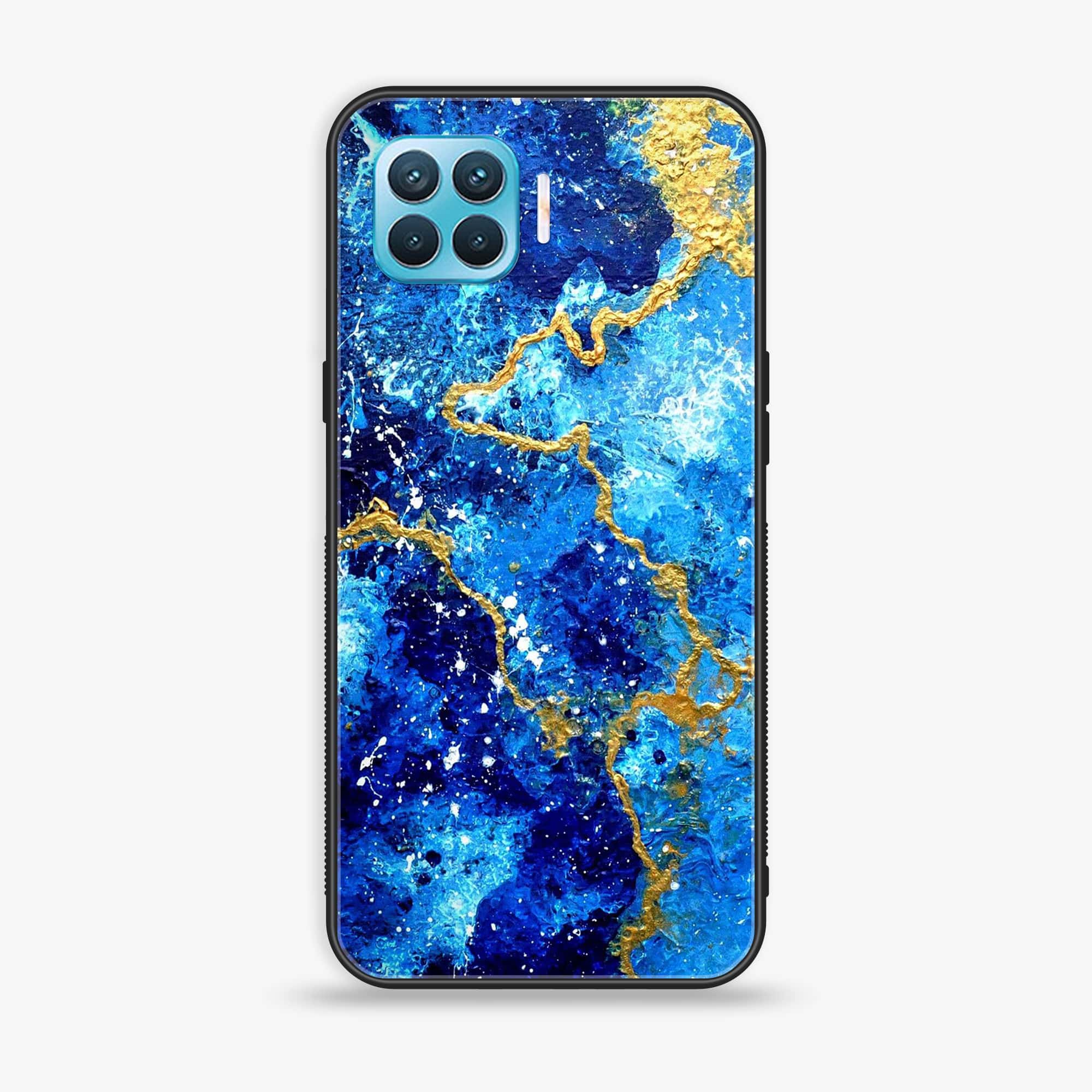 Oppo F17 - Blue Marble Series V 2.0 - Premium Printed Glass soft Bumper shock Proof Case