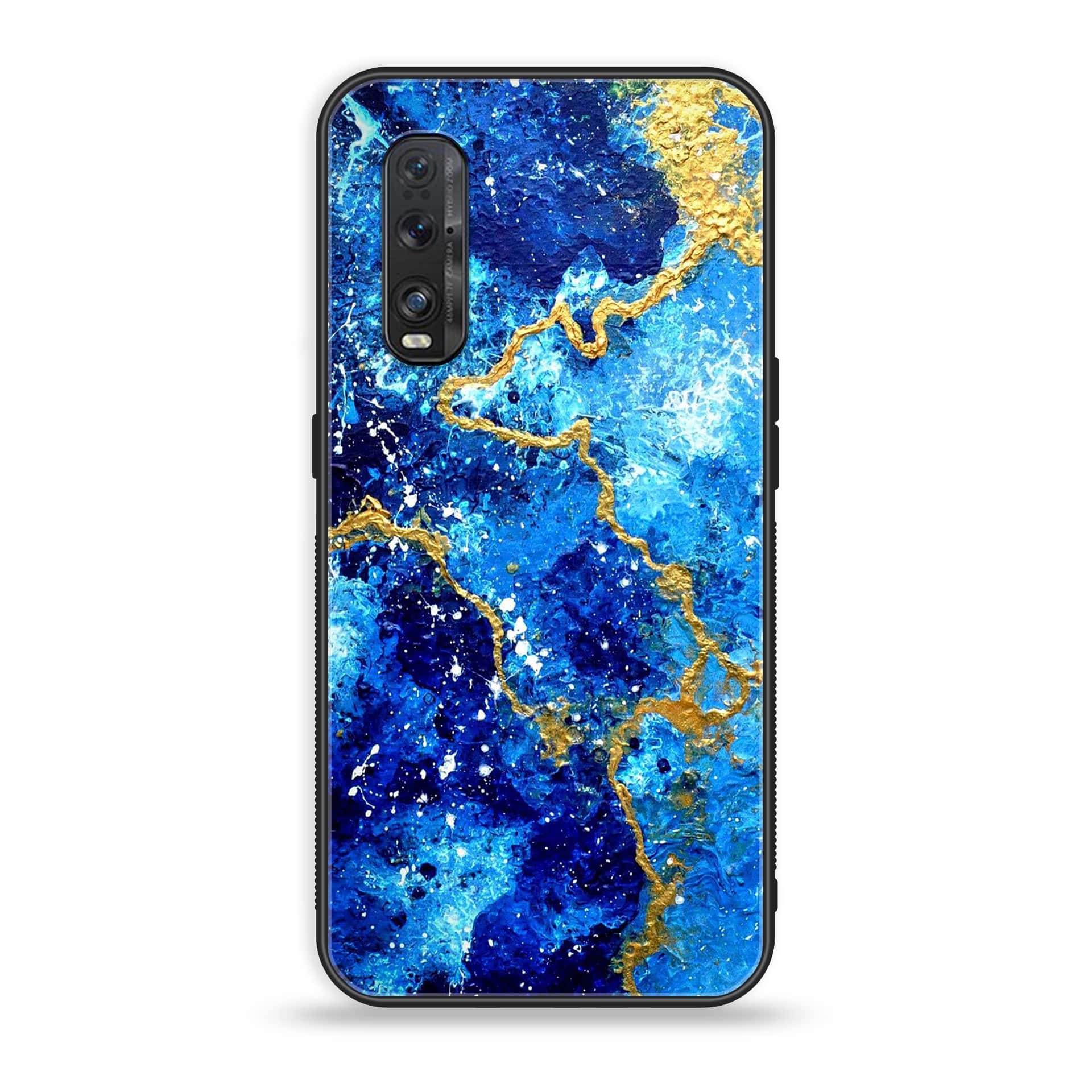 Oppo Find X2 - Blue Marble Series V 2.0 - Premium Printed Glass soft Bumper shock Proof Case