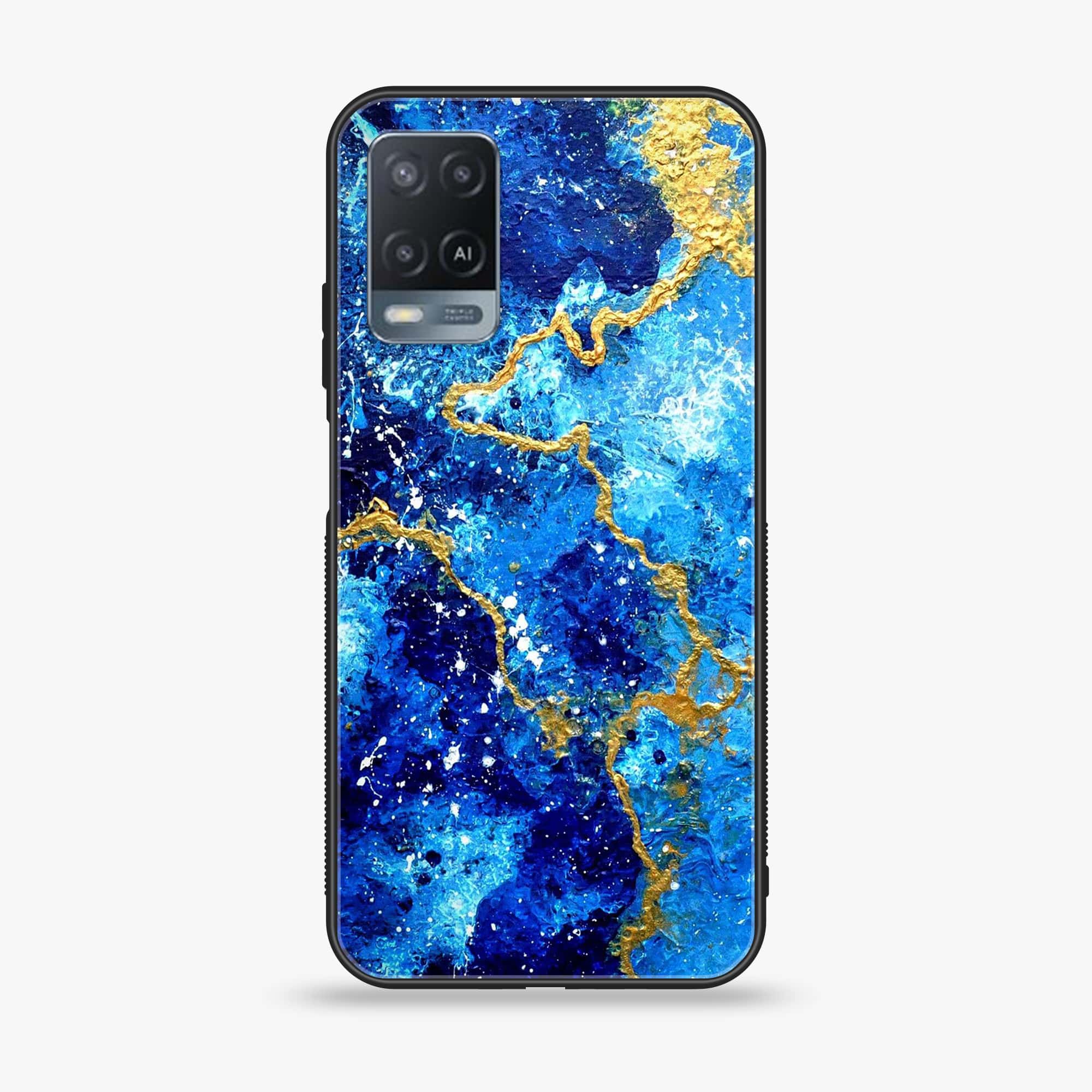 Oppo A54 - Blue Marble V 2.0 Series - Premium Printed Glass soft Bumper shock Proof Case
