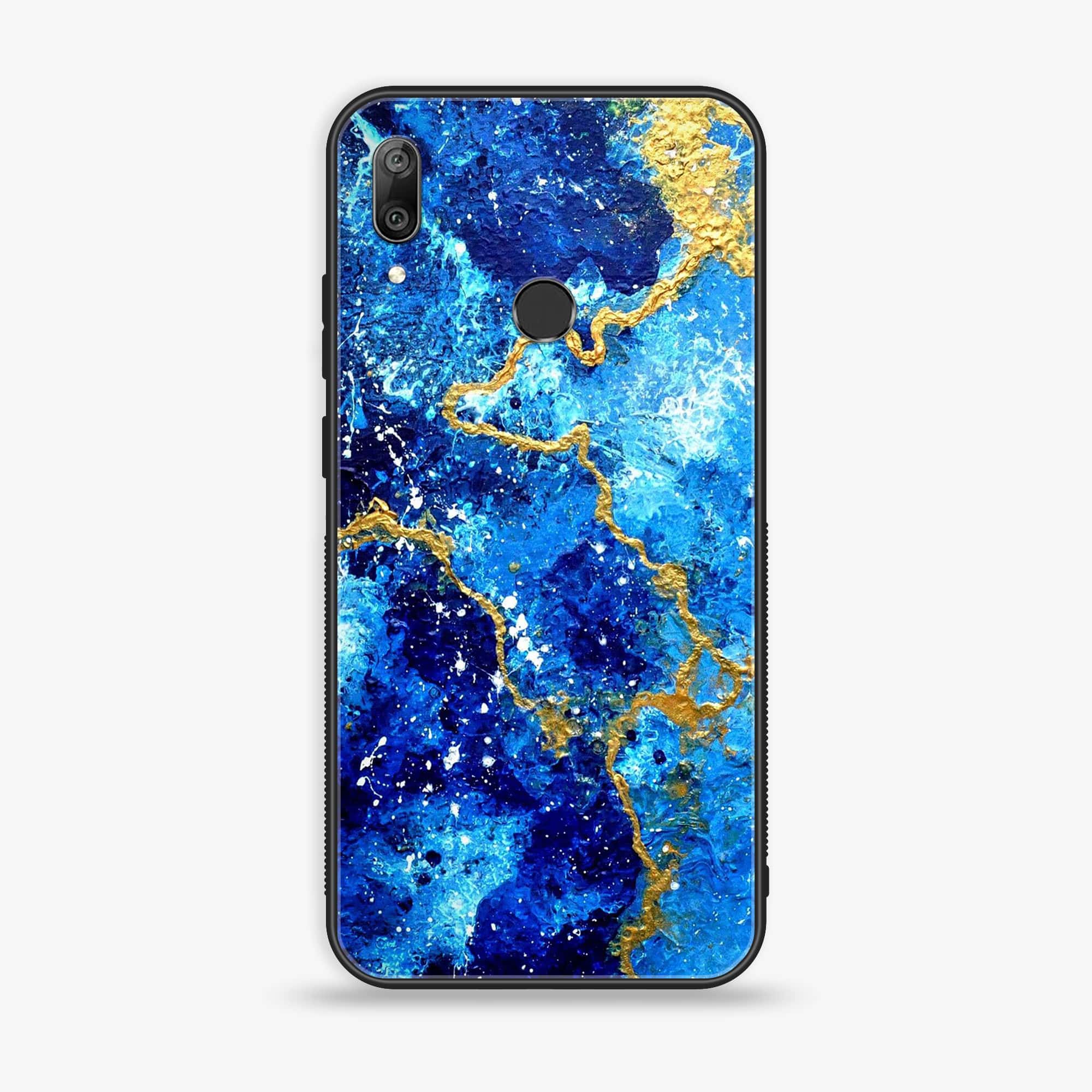 Huawei Y7 Prime (2019) - Blue Marble Series V 2.0- Premium Printed Glass soft Bumper shock Proof Case