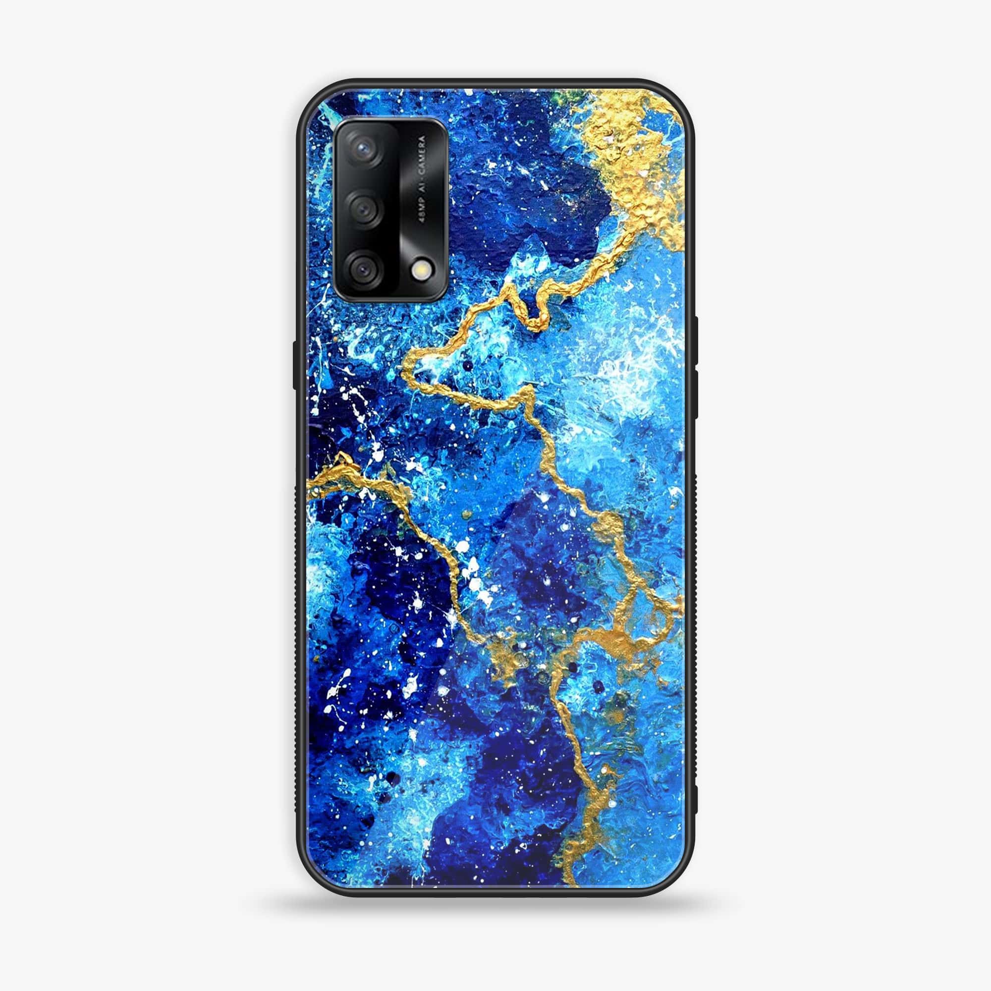 Oppo A74 - Blue Marble Series V 2.0 - Premium Printed Glass soft Bumper shock Proof Case