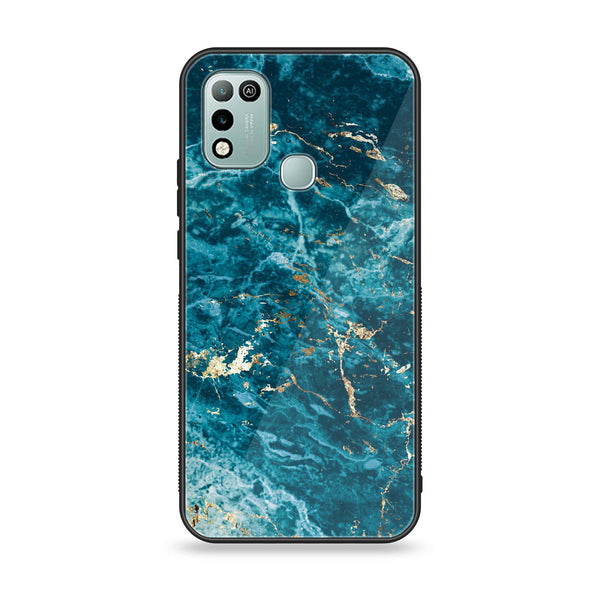 Infinix Hot 10 Play - Blue Marble Series V 2.0 - Premium Printed Glass soft Bumper shock Proof Case