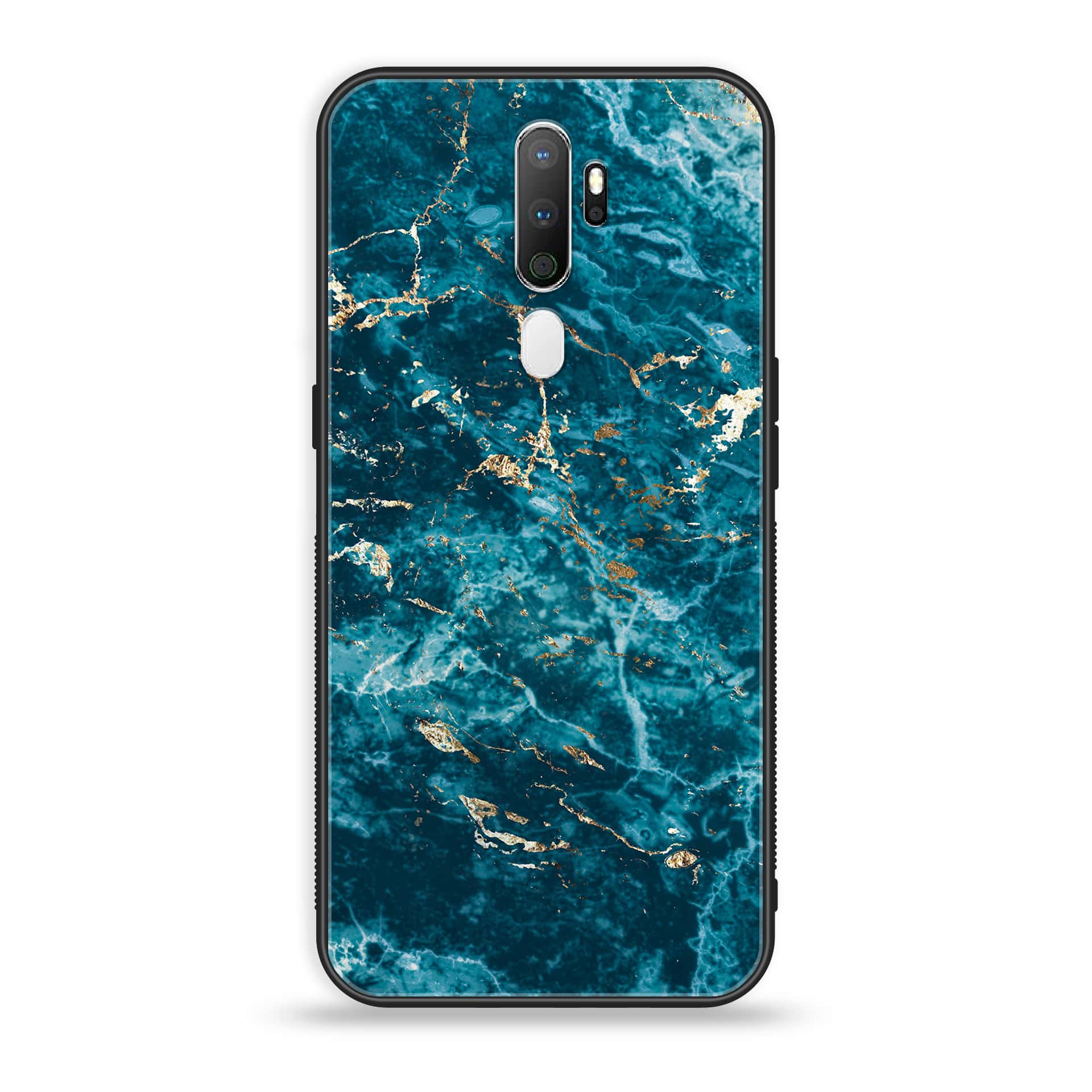 Oppo A5 2020 Blue Marble Series V 2.0 Premium Printed Glass soft Bumper shock Proof Case