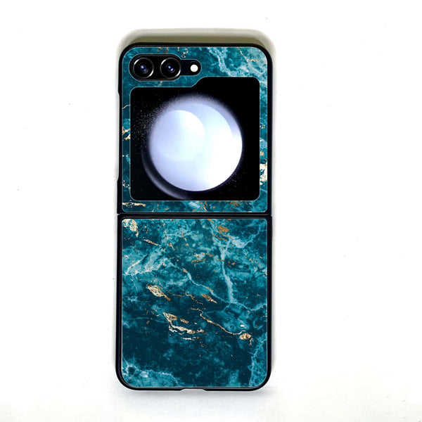 Galaxy Z Flip 5 - Blue Marble V 2.0 - Design 8 - Premium Printed Glass soft Bumper shock Proof Case