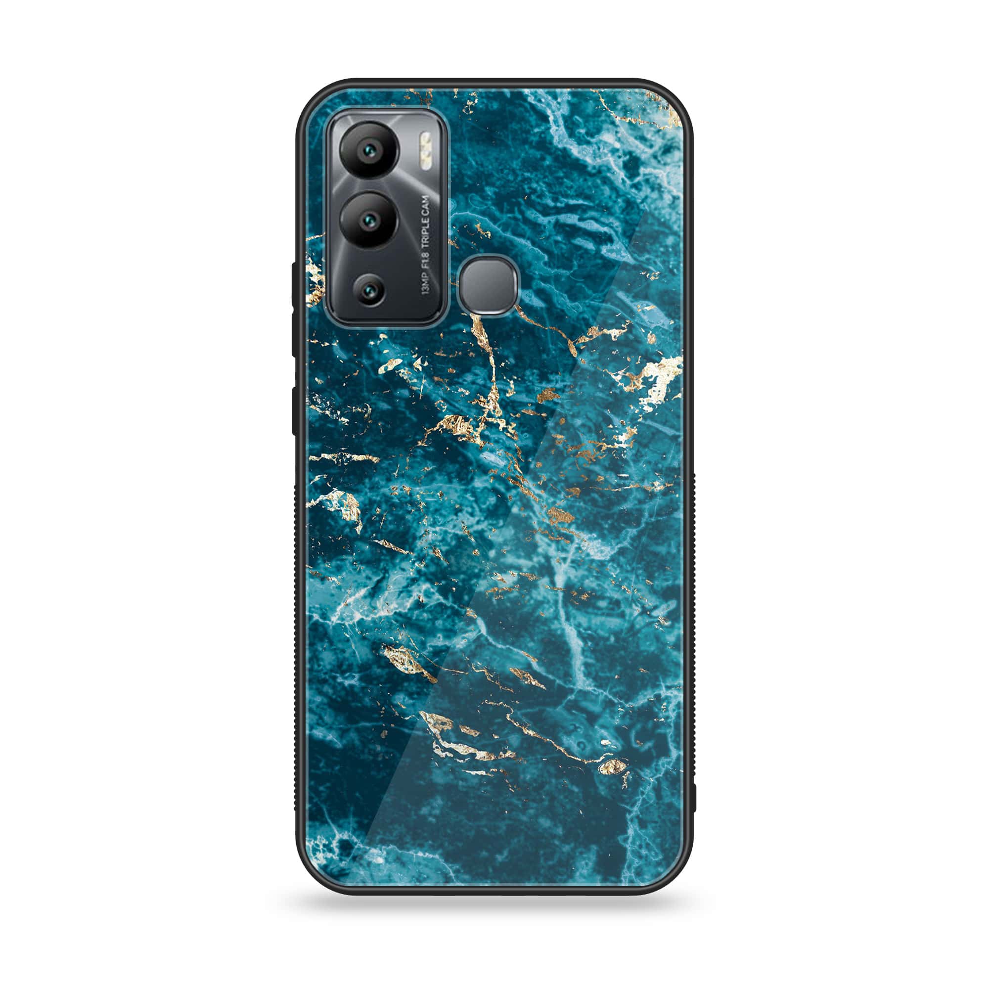 Infinix Hot 12 Play - Blue Marble Series V 2.0 - Premium Printed Glass soft Bumper shock Proof Case