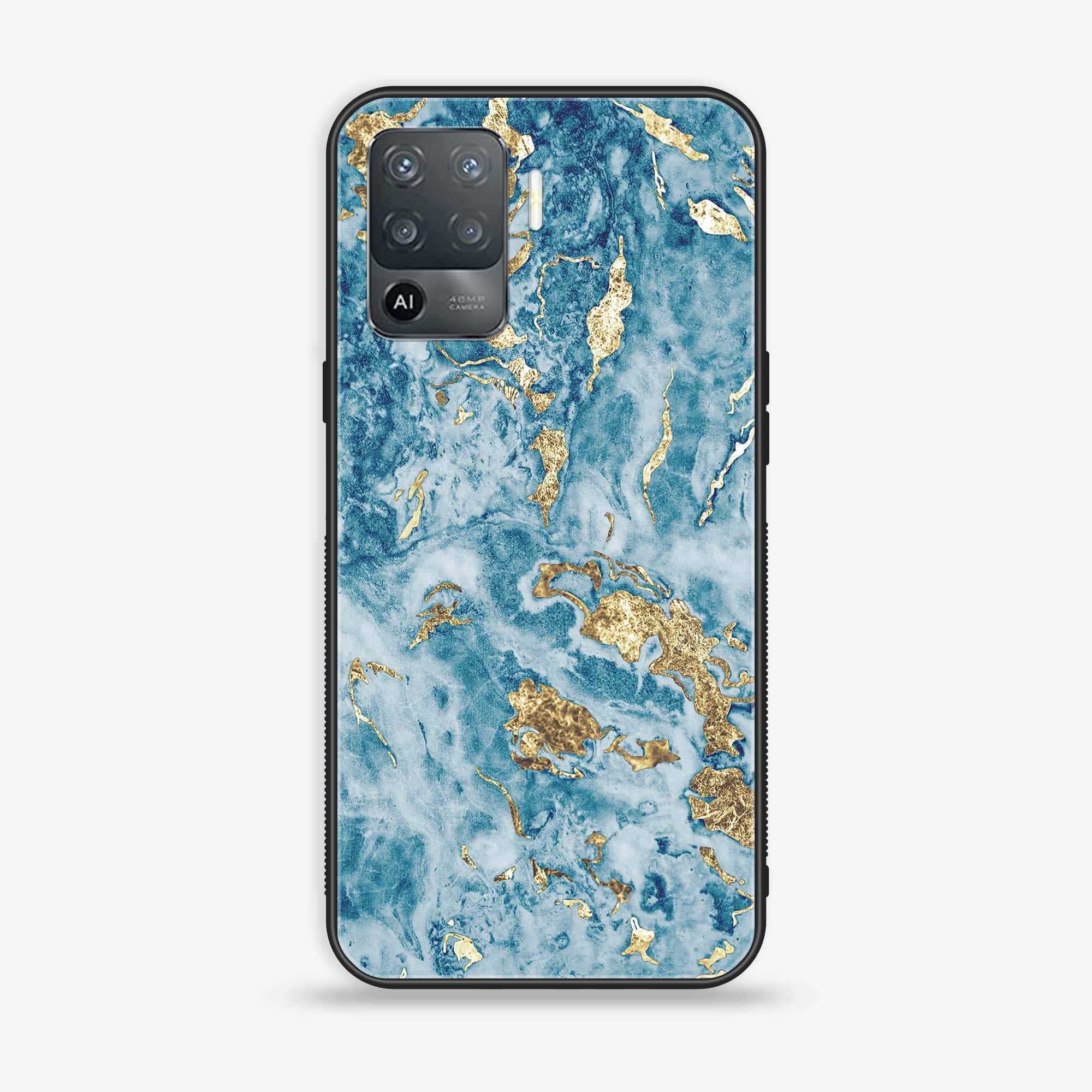 Oppo A94 - Blue Marble Series V 2.0 - Premium Printed Glass soft Bumper shock Proof Case