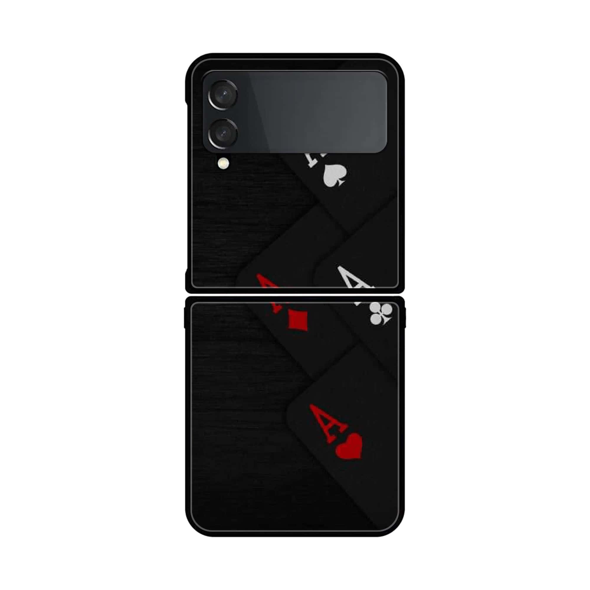 Z Flip 4- Black Art Series - Premium Printed Glass soft Bumper shock Proof Case