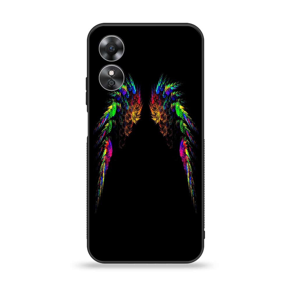 Oppo A17k - Angel Wings Series - Premium Printed Glass soft Bumper shock Proof Case