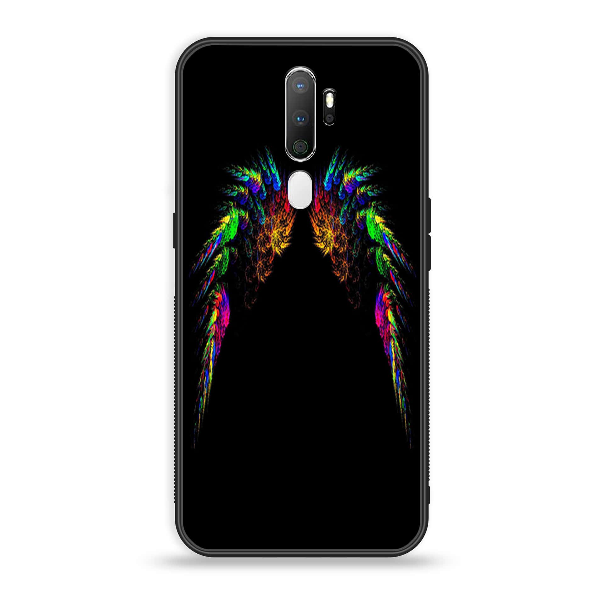Oppo A5 2020  Angel Wings Series Premium Printed Glass soft Bumper shock Proof Case