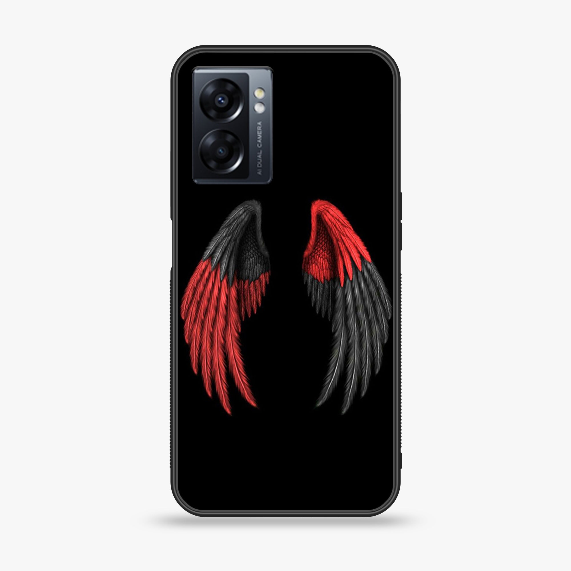 Oppo A77s - Angel Wings Series - Premium Printed Glass soft Bumper shock Proof Case