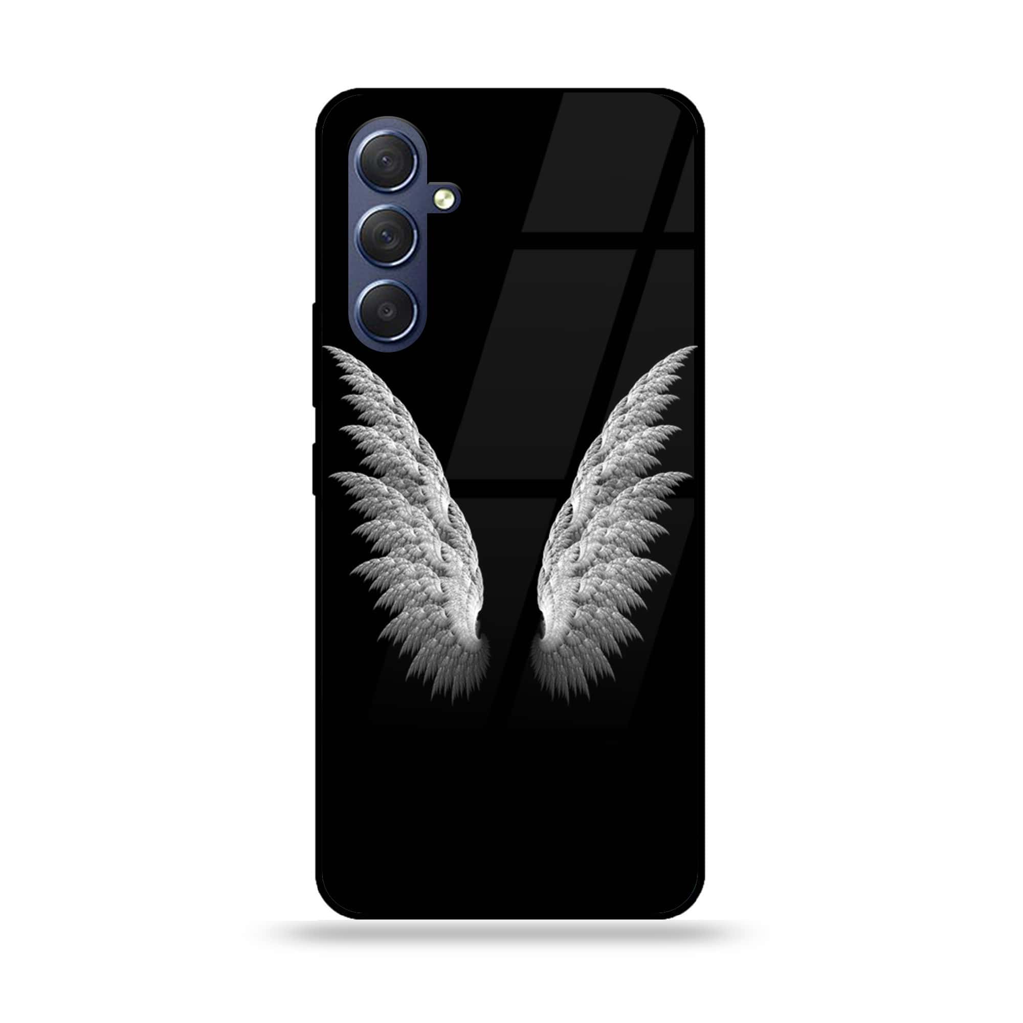 Samsung Galaxy M54 - Angel Wings Series - Premium Printed Glass soft Bumper shock Proof Case