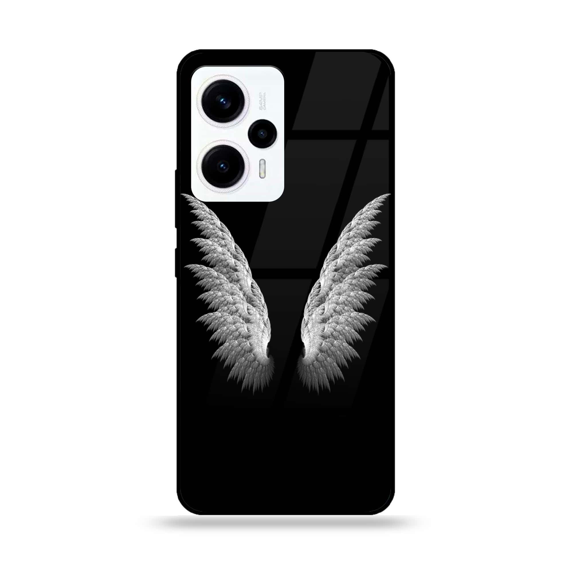 Xiaomi Poco F5 - Angel Wings Series - Premium Printed Glass soft Bumper shock Proof Case
