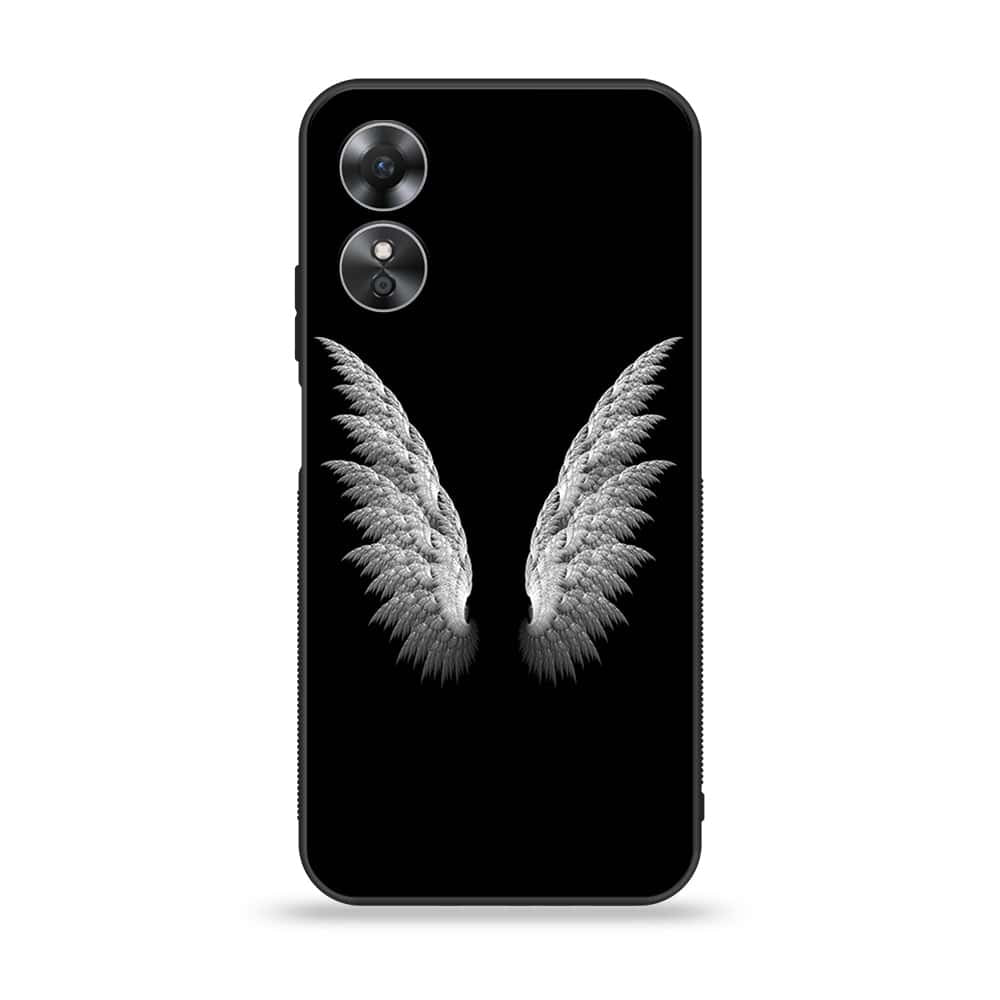 OPPO A17 - Angel Wings Series - Premium Printed Glass soft Bumper shock Proof Case