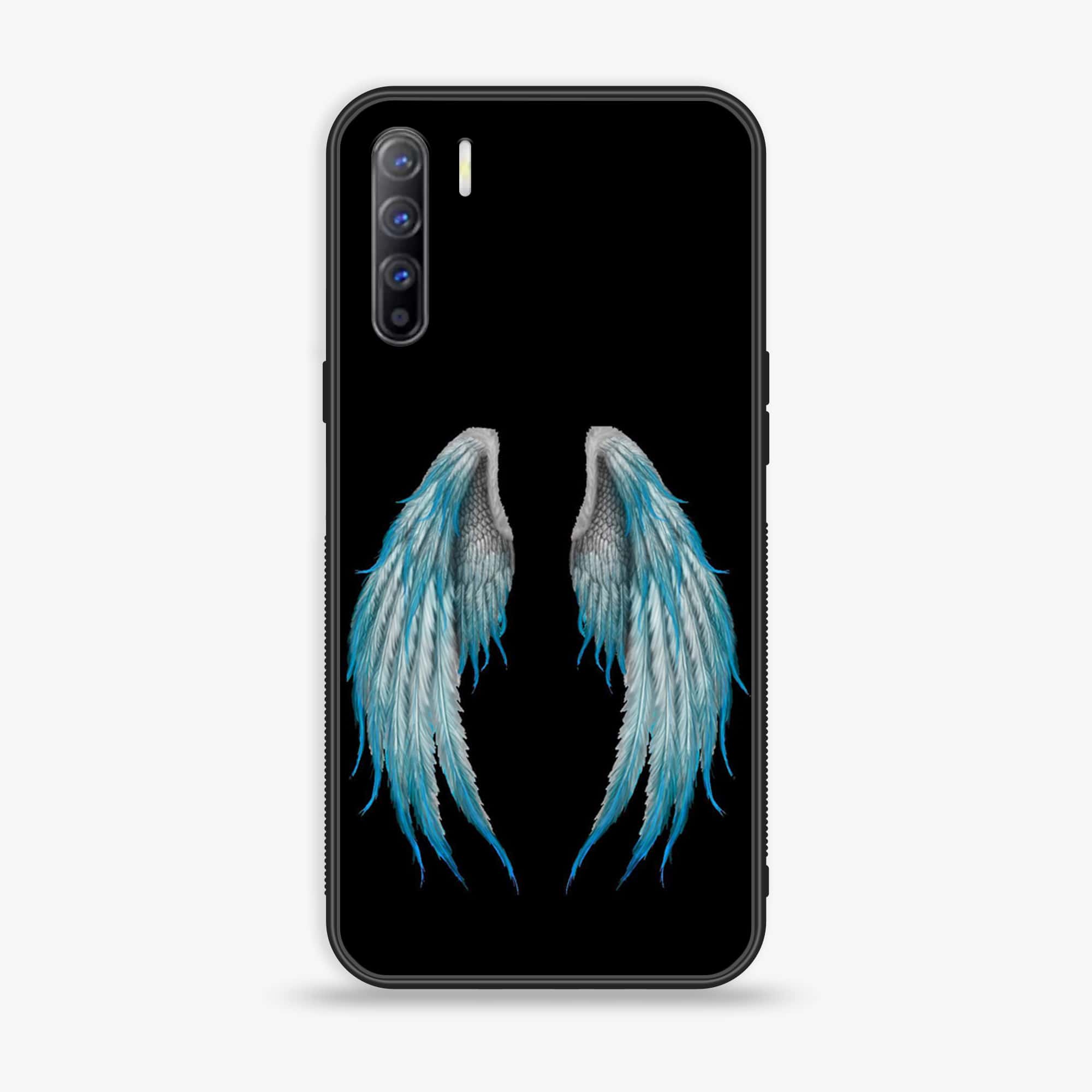 Oppo A91 - Angel Wings Series - Premium Printed Glass soft Bumper shock Proof Case