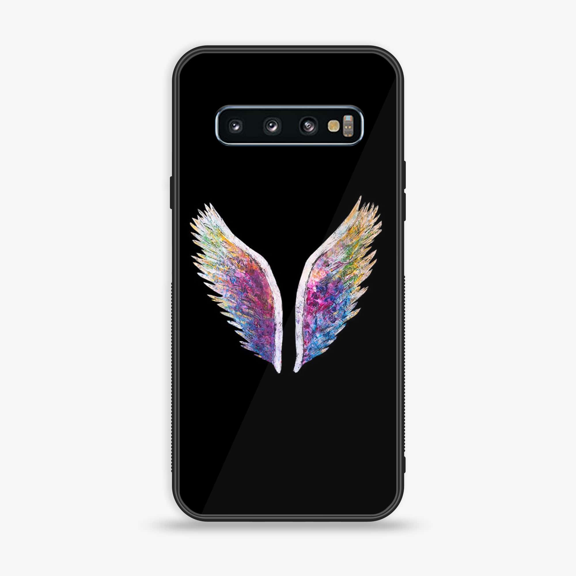 Samsung Galaxy S10 - Angel Wings Series - Premium Printed Glass soft Bumper shock Proof Case