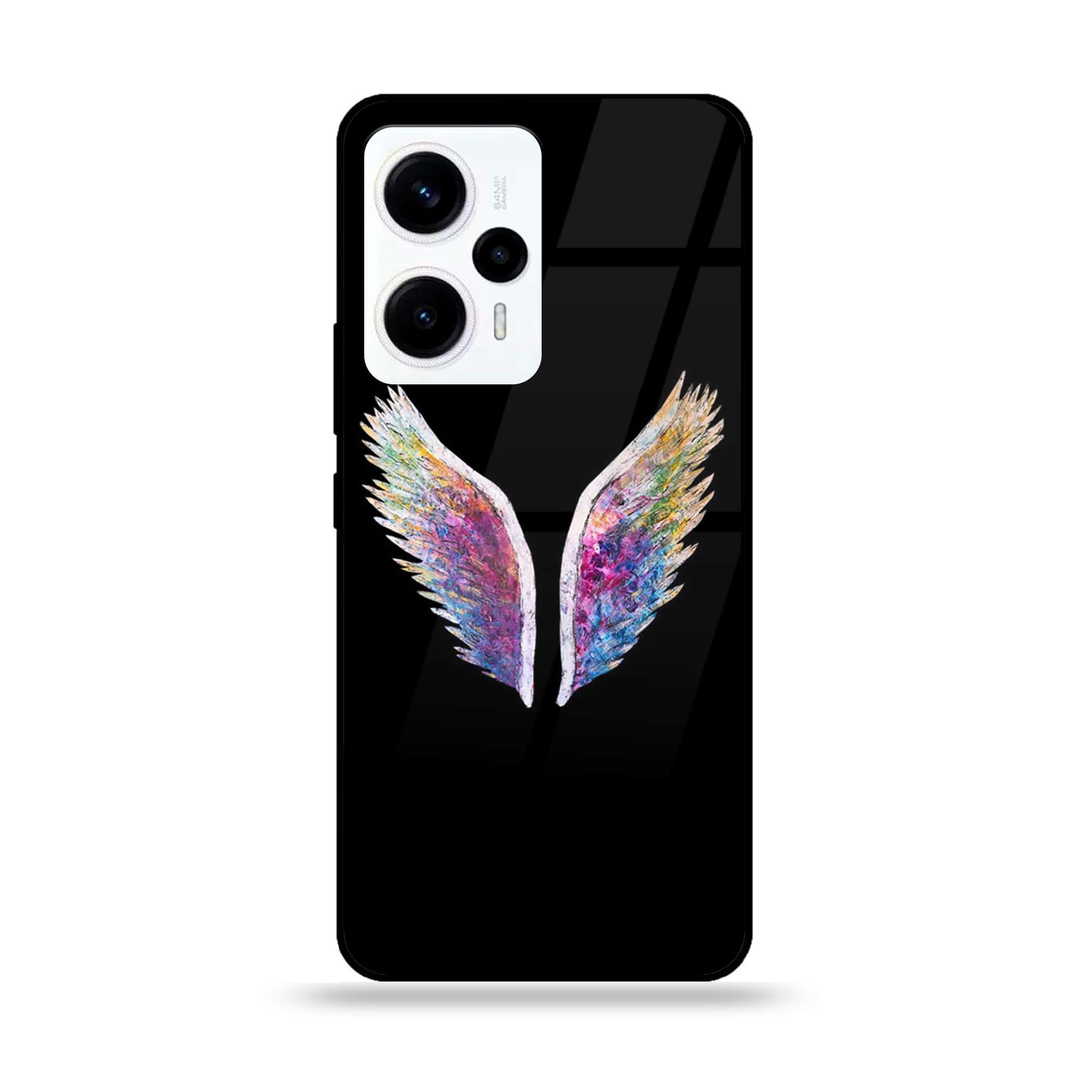 Xiaomi Poco F5 - Angel Wings Series - Premium Printed Glass soft Bumper shock Proof Case