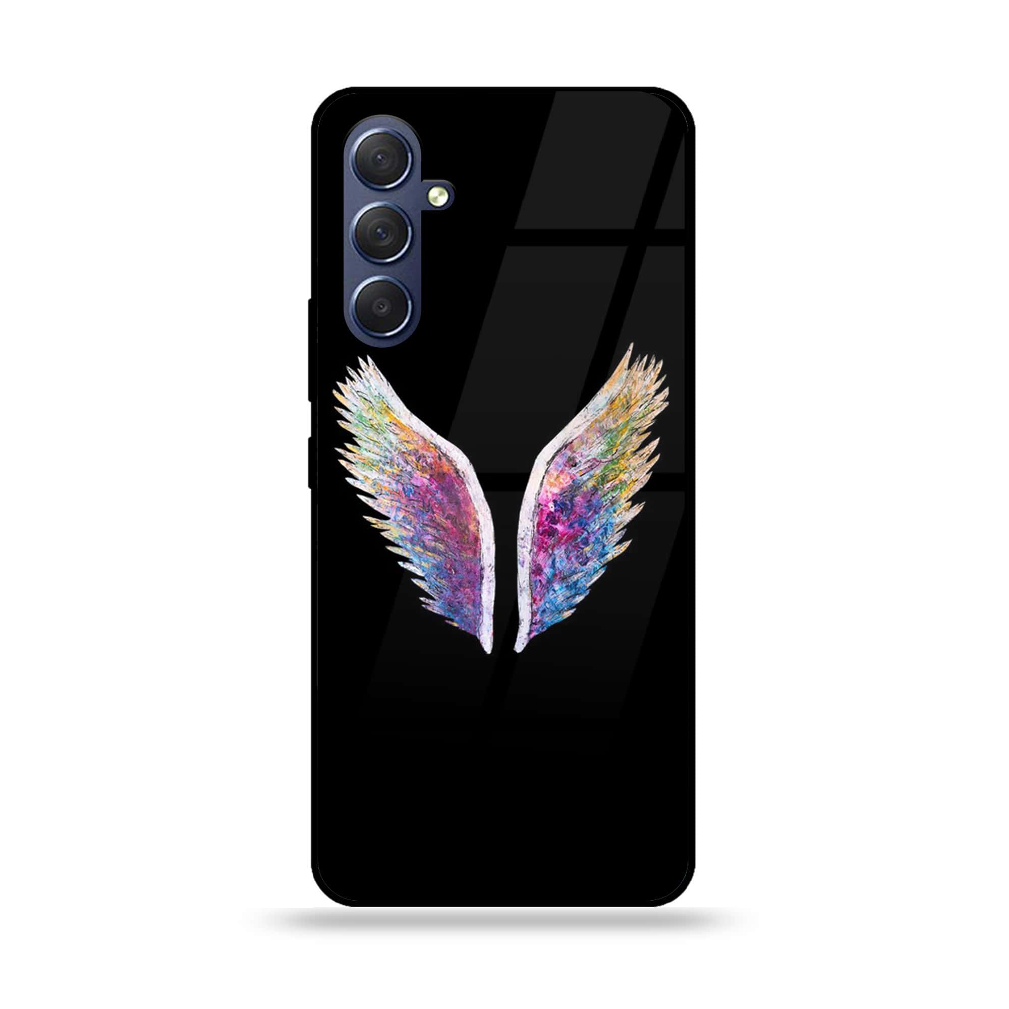 Samsung Galaxy M54 - Angel Wings Series - Premium Printed Glass soft Bumper shock Proof Case