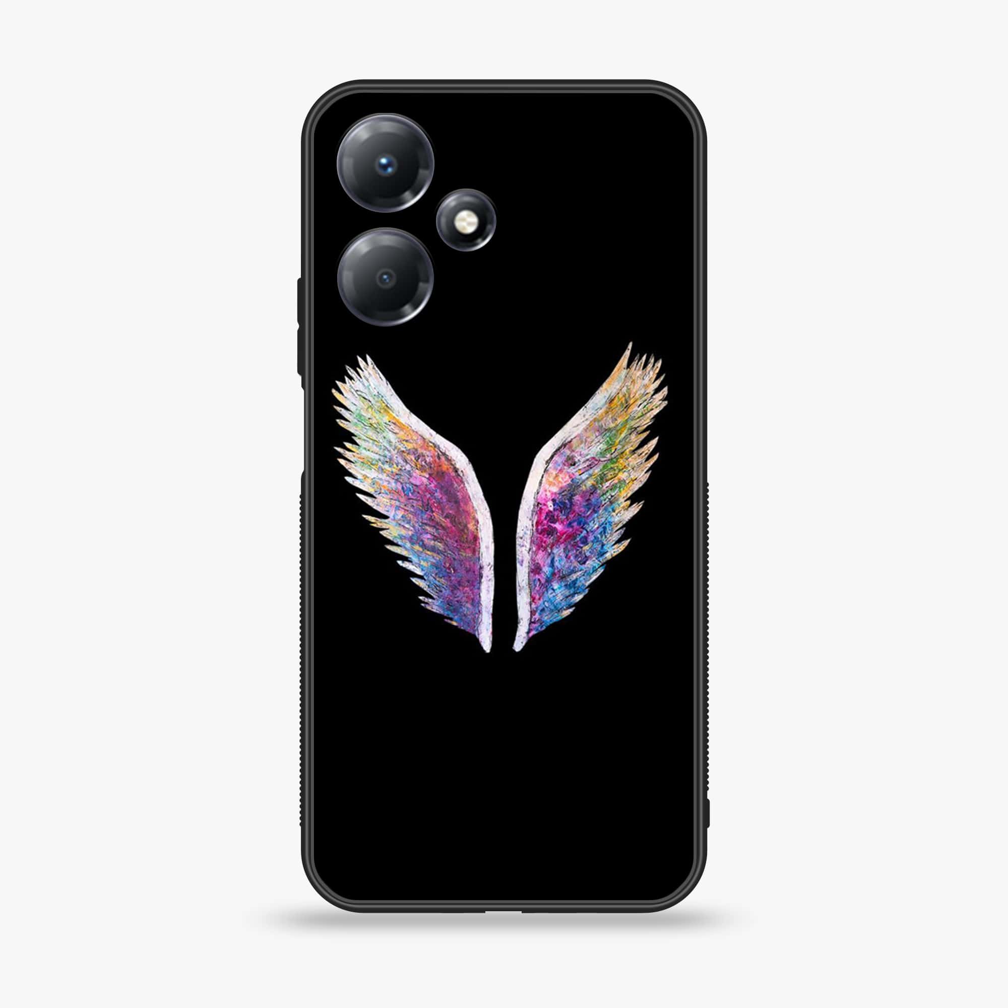 Infinix Hot 30 Play - Angel Wings Series - Premium Printed Glass soft Bumper shock Proof Case