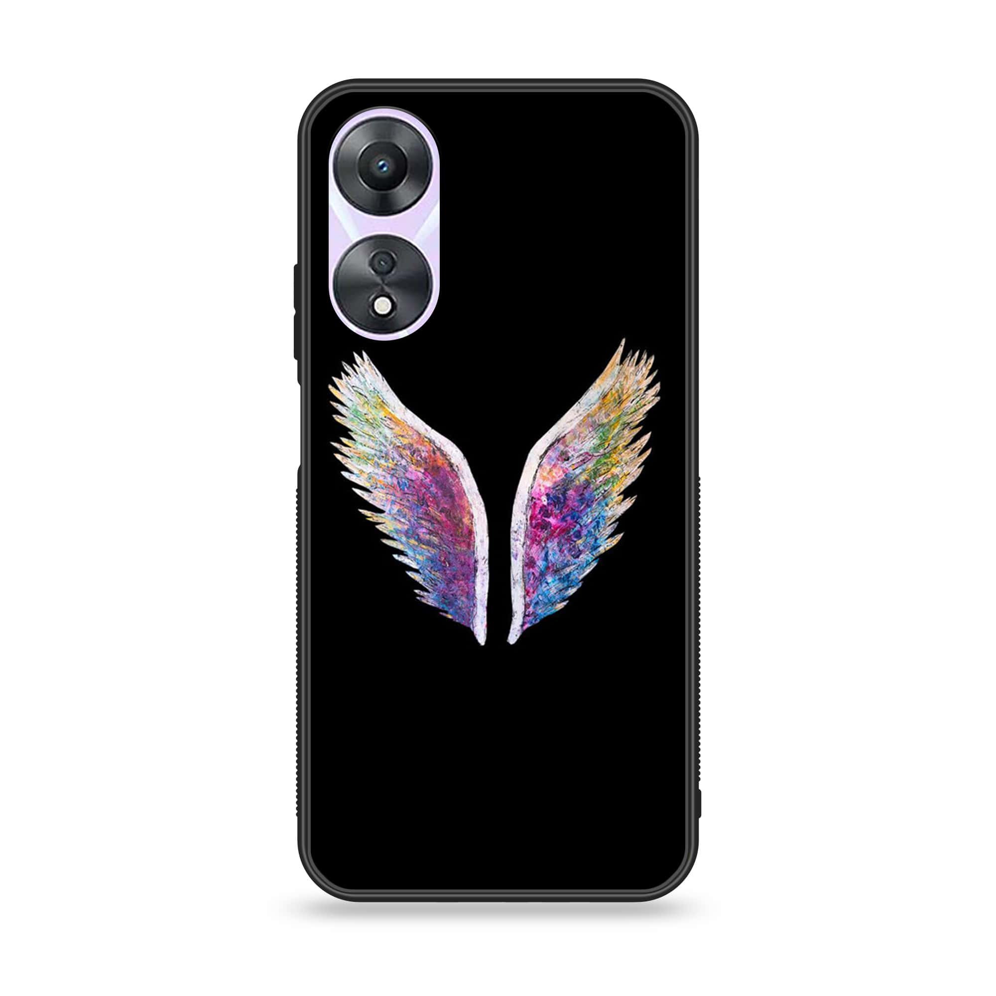 Oppo A58 - Angel Wings Series - Premium Printed Glass soft Bumper shock Proof Case