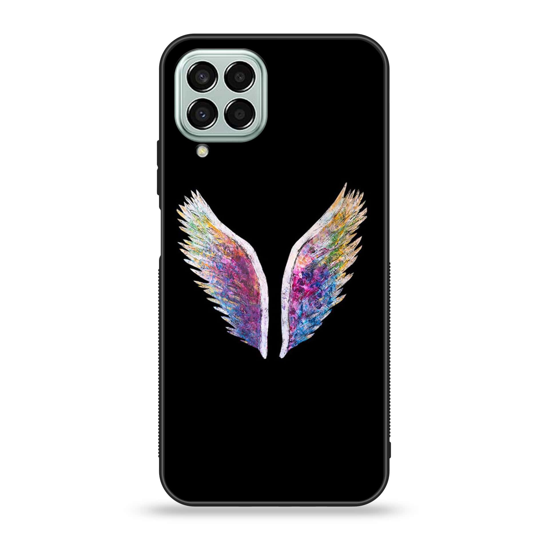 Samsung Galaxy M33 - Angel Wings series- Premium Printed Glass soft Bumper shock Proof Case