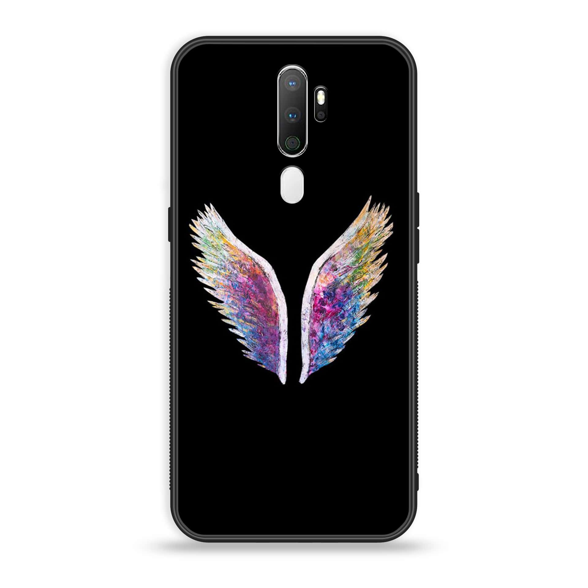 Oppo A5 2020  Angel Wings Series Premium Printed Glass soft Bumper shock Proof Case