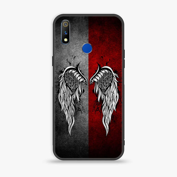 Realme 3 Pro  Angel Wings Series Premium Printed Glass soft Bumper shock Proof Case