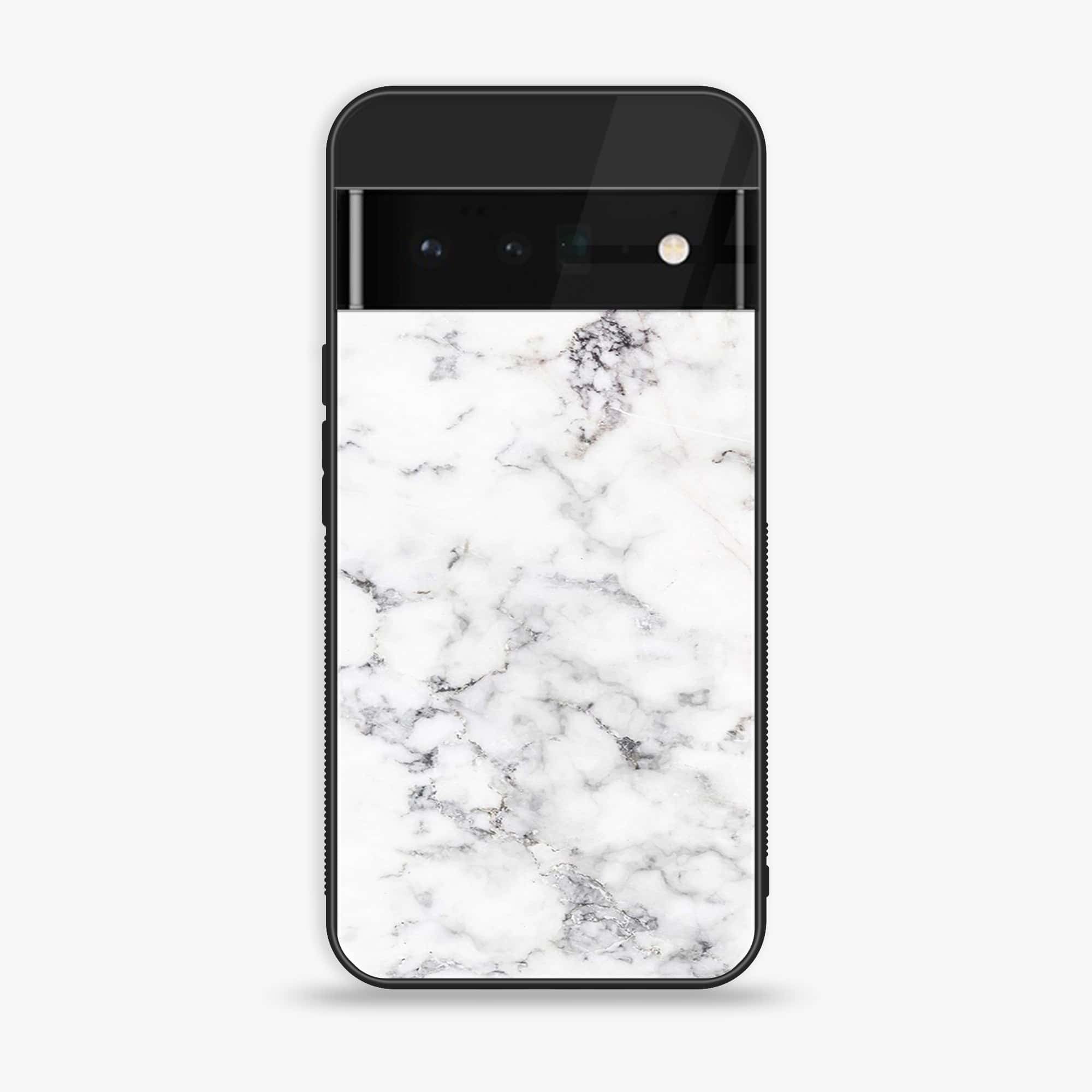 Google Pixel 6 - White Marble Series - Premium Printed Glass soft Bumper shock Proof Case