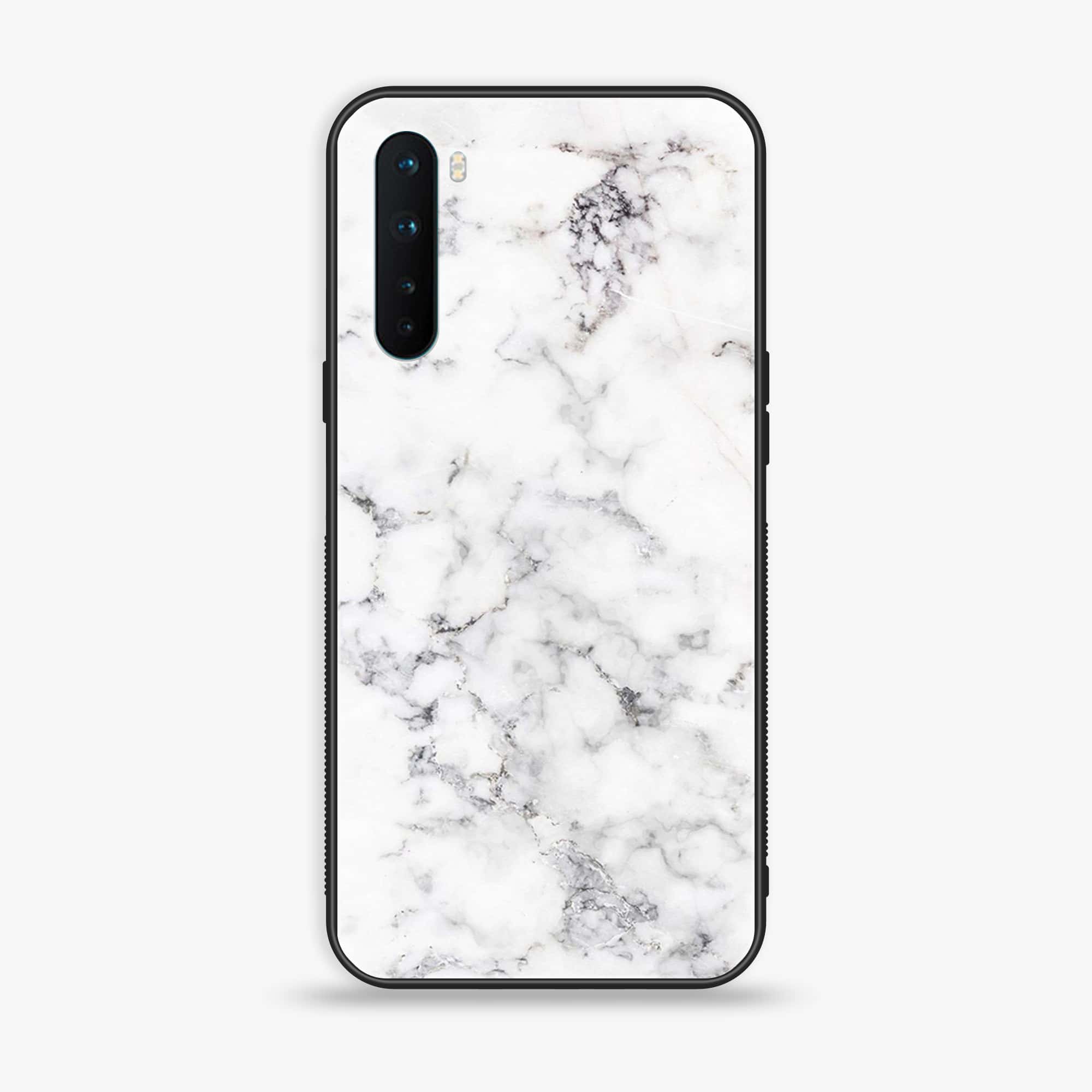 OnePlus Nord - White Marble Series - Premium Printed Glass soft Bumper shock Proof Case