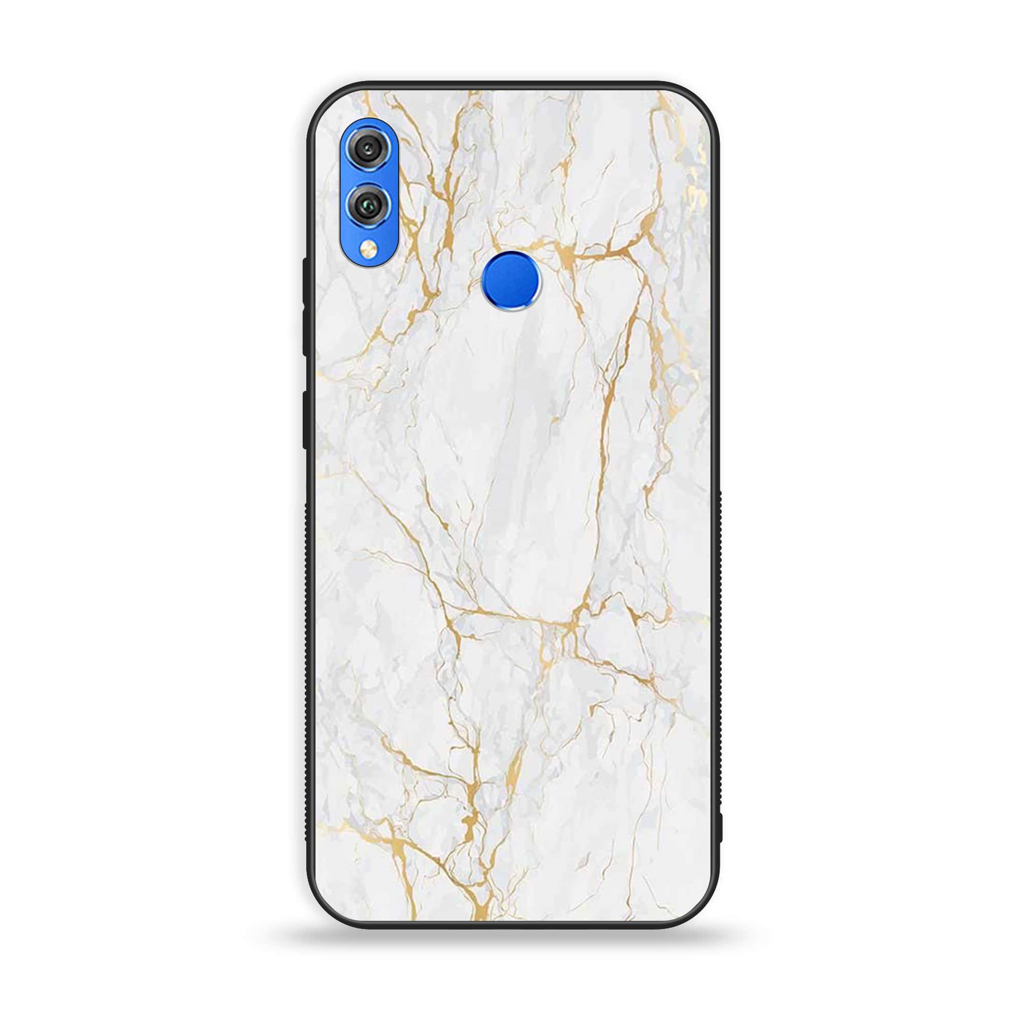 Huawei Honor 8X - White Marble Series - Premium Printed Glass soft Bumper shock Proof Case