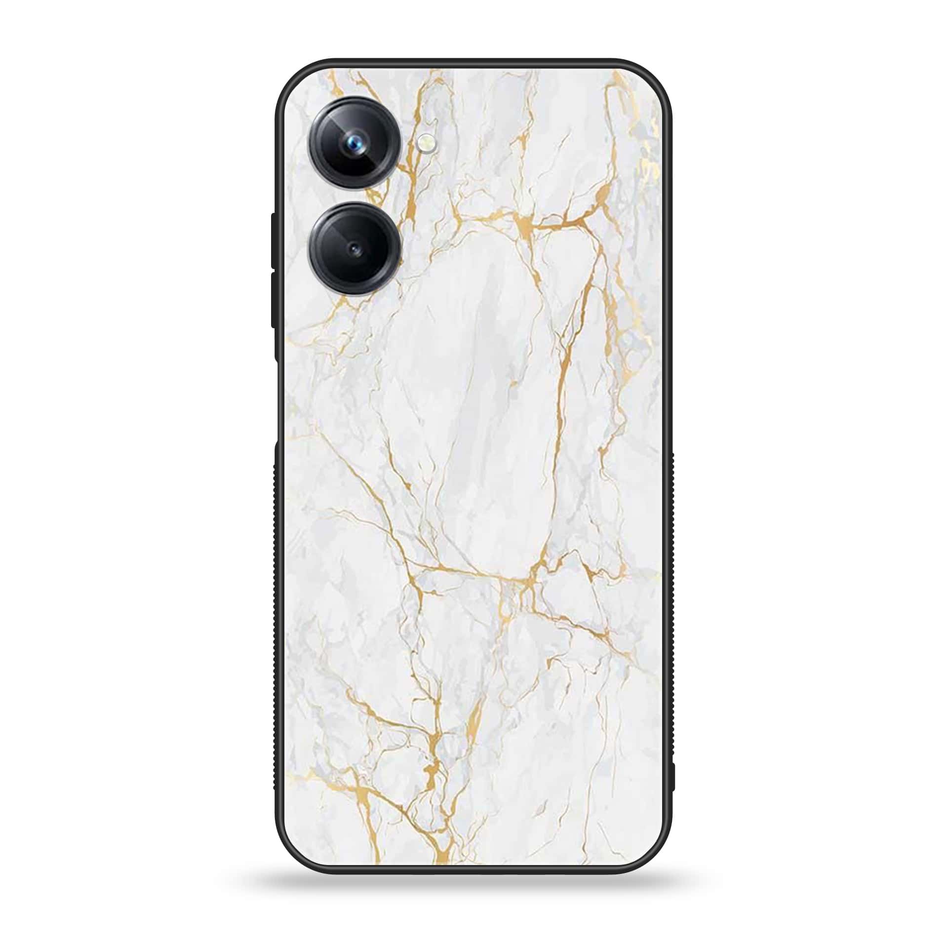 Realme 10 Pro  White Marble Series Premium Printed Glass soft Bumper shock Proof Case