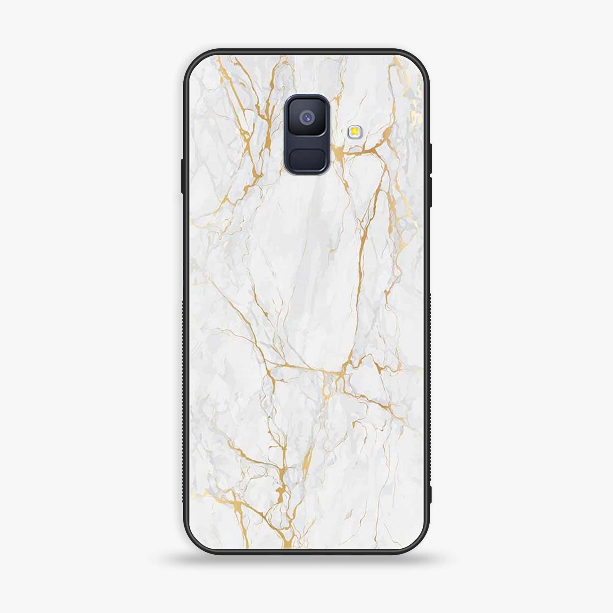 Samsung Galaxy A6 (2018) - White Marble Series - Premium Printed Glass soft Bumper shock Proof Case