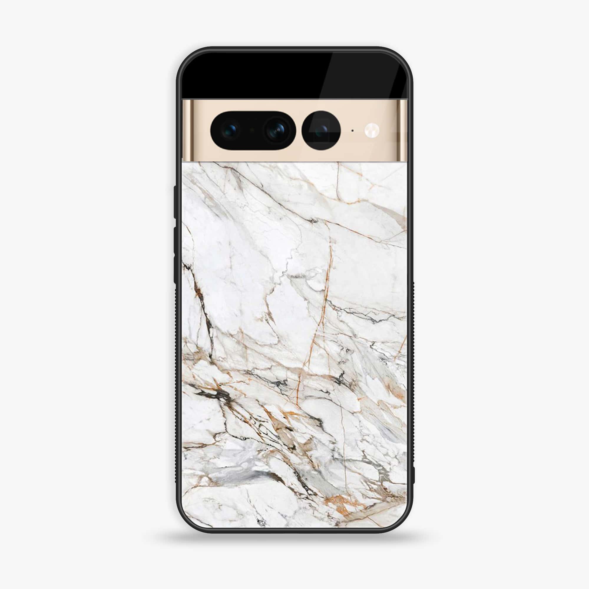 Google Pixel 7 Pro - White Marble Series - Premium Printed Glass soft Bumper shock Proof Case