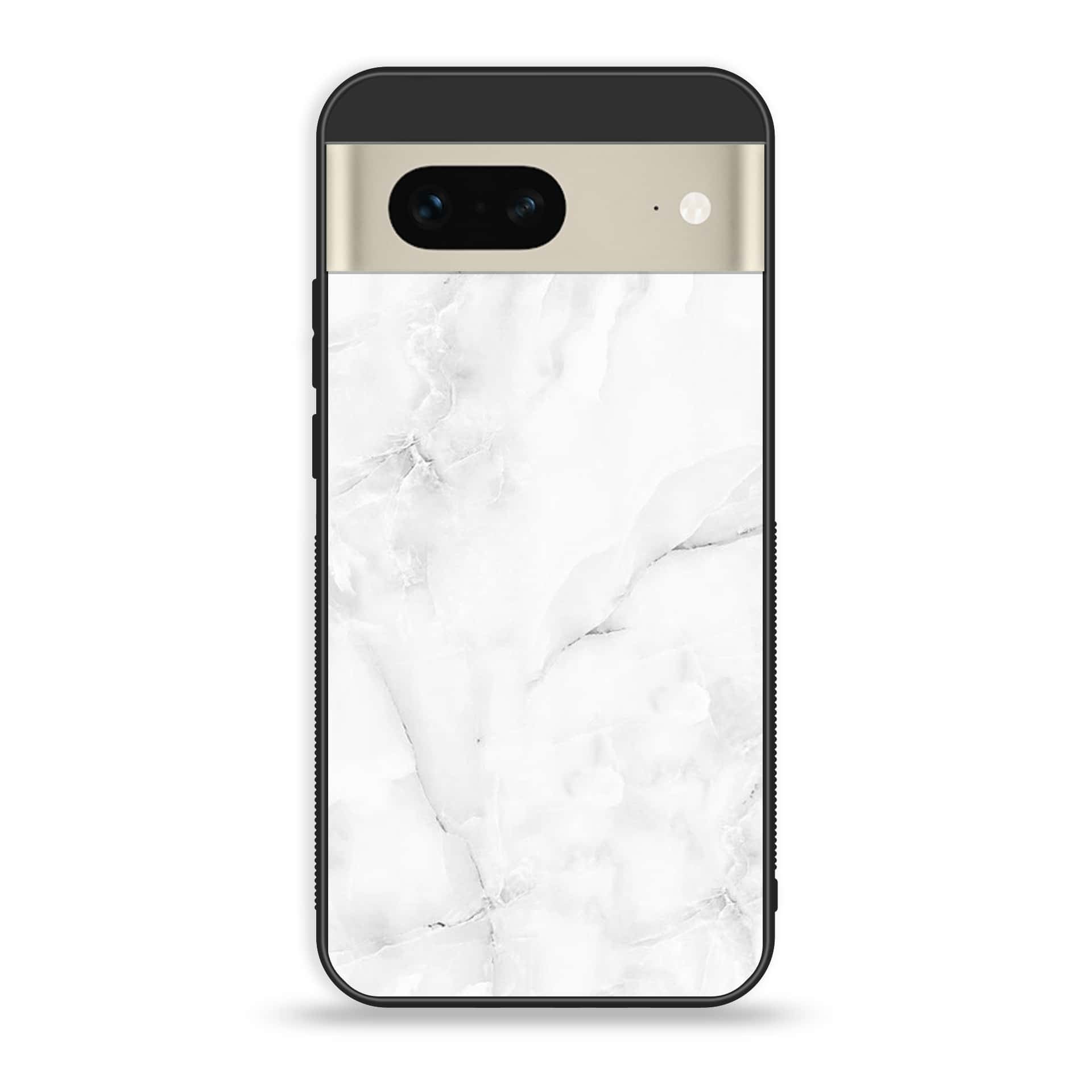 Google Pixel 7 - White Marble Series - Premium Printed Glass soft Bumper shock Proof Case