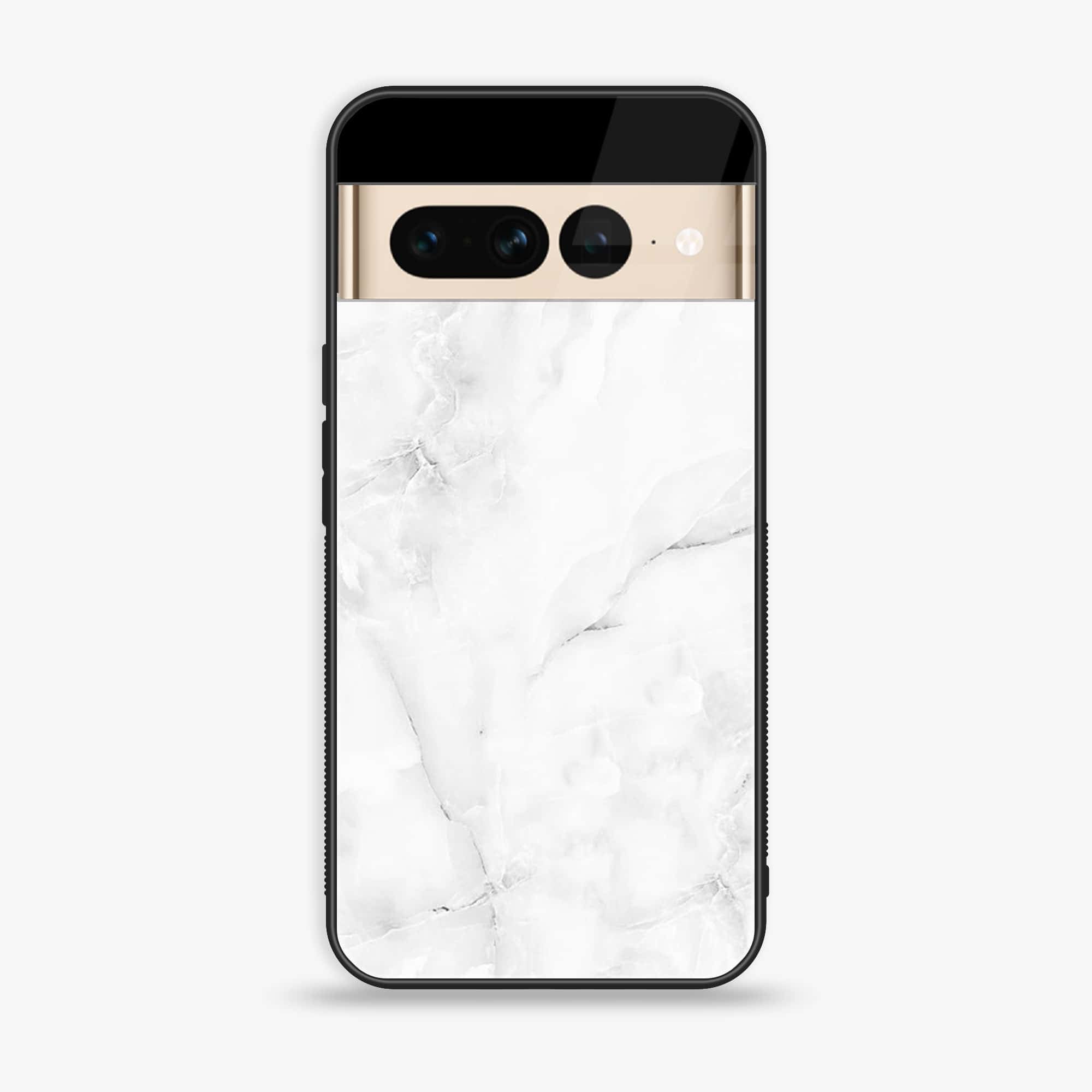Google Pixel 7 Pro - White Marble Series - Premium Printed Glass soft Bumper shock Proof Case